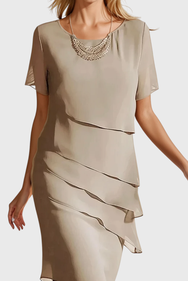 Mia Elegant Chiffon Frange Dress