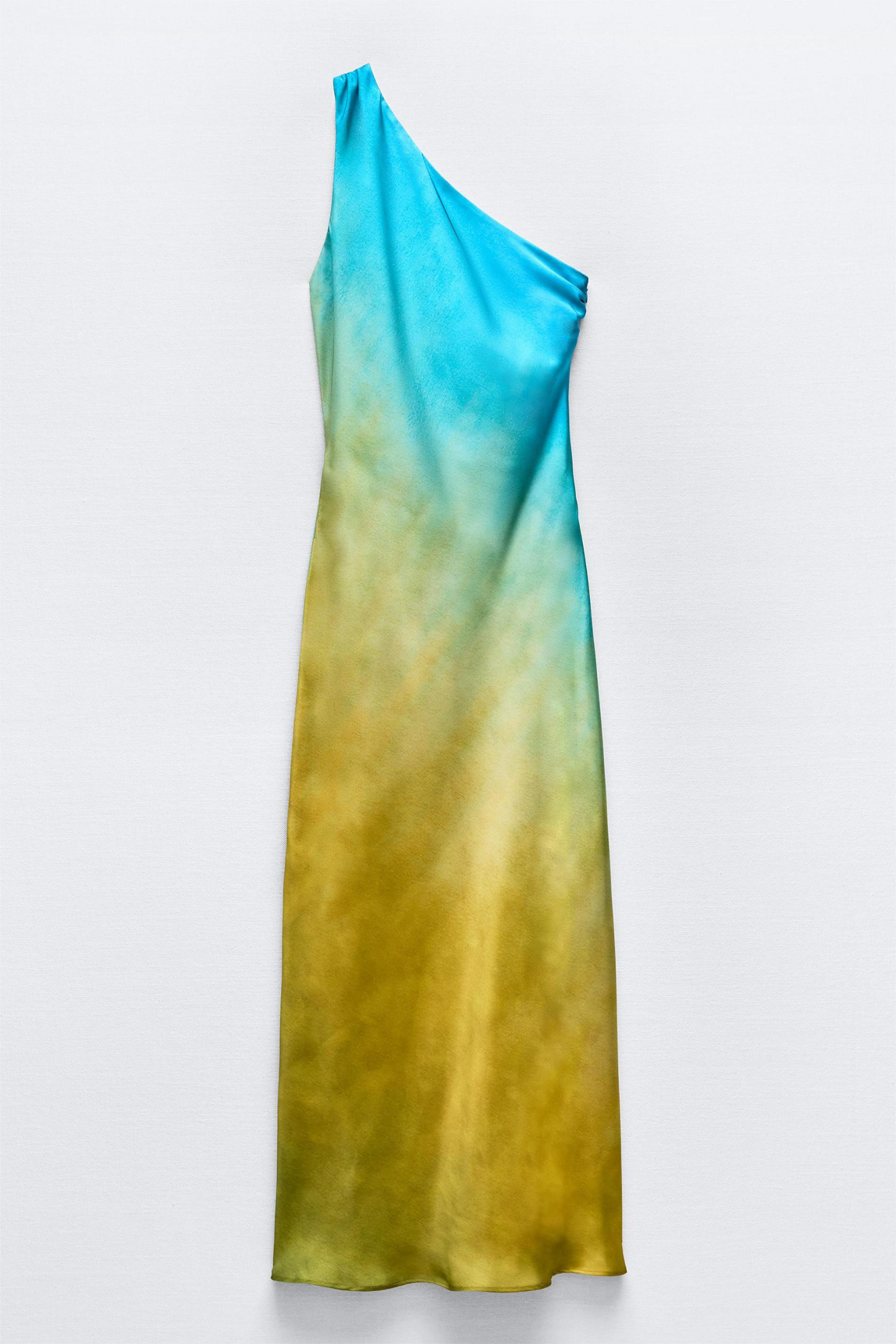 Solana Sunset Ombre One-Shoulder Satin Midi Dress