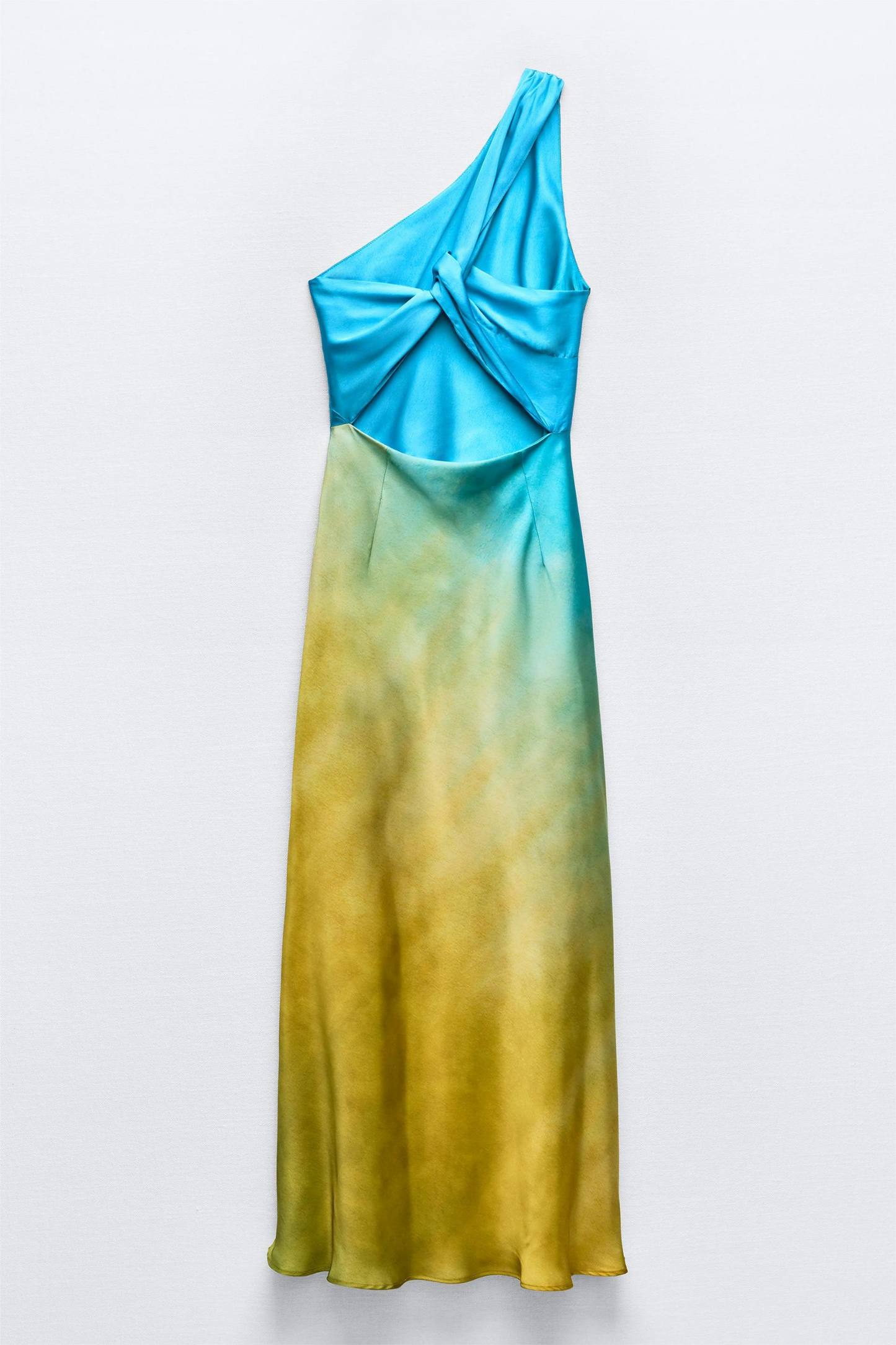 Solana Sunset Ombre One-Shoulder Satin Midi Dress