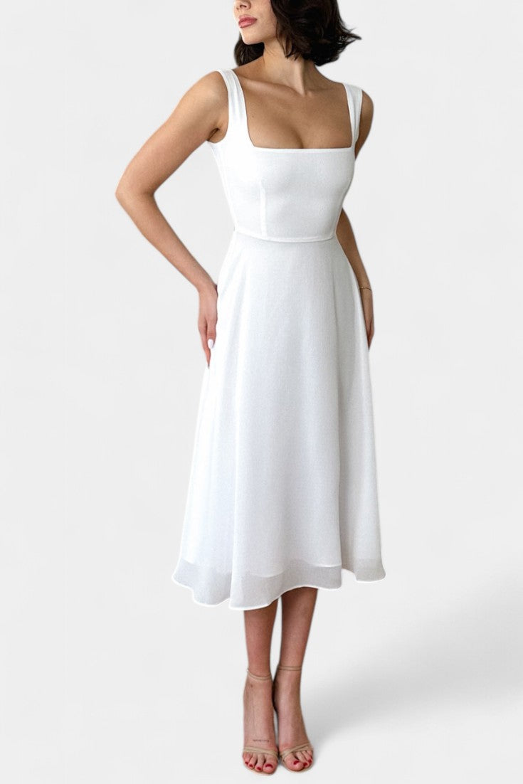 Mary Sleeveless Fit and Flare A-Line Midi Dress