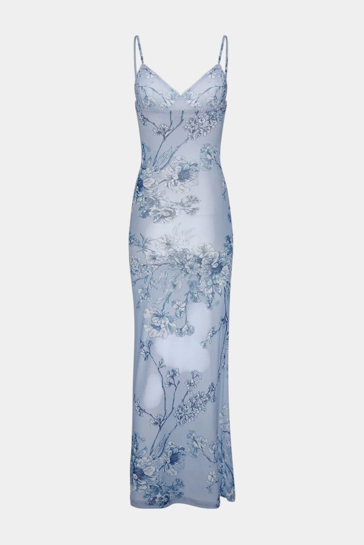 Iris Floral Blue Lace Dress