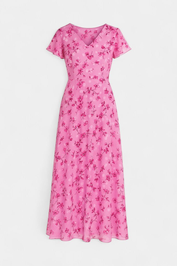 Amara | Floral Flutter Sleeve Maxi Dress - Lora Toronto