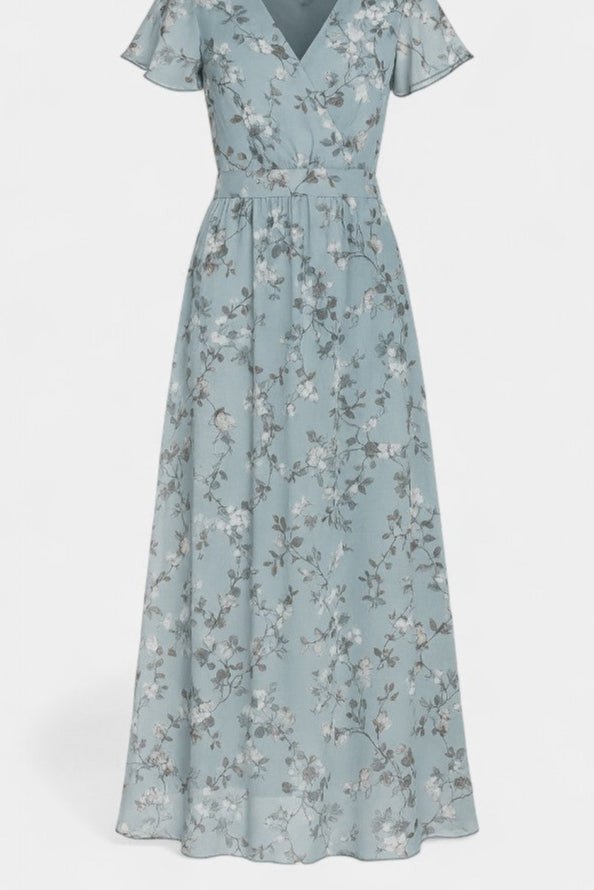 Amara | Floral Flutter Sleeve Maxi Dress - Lora Toronto