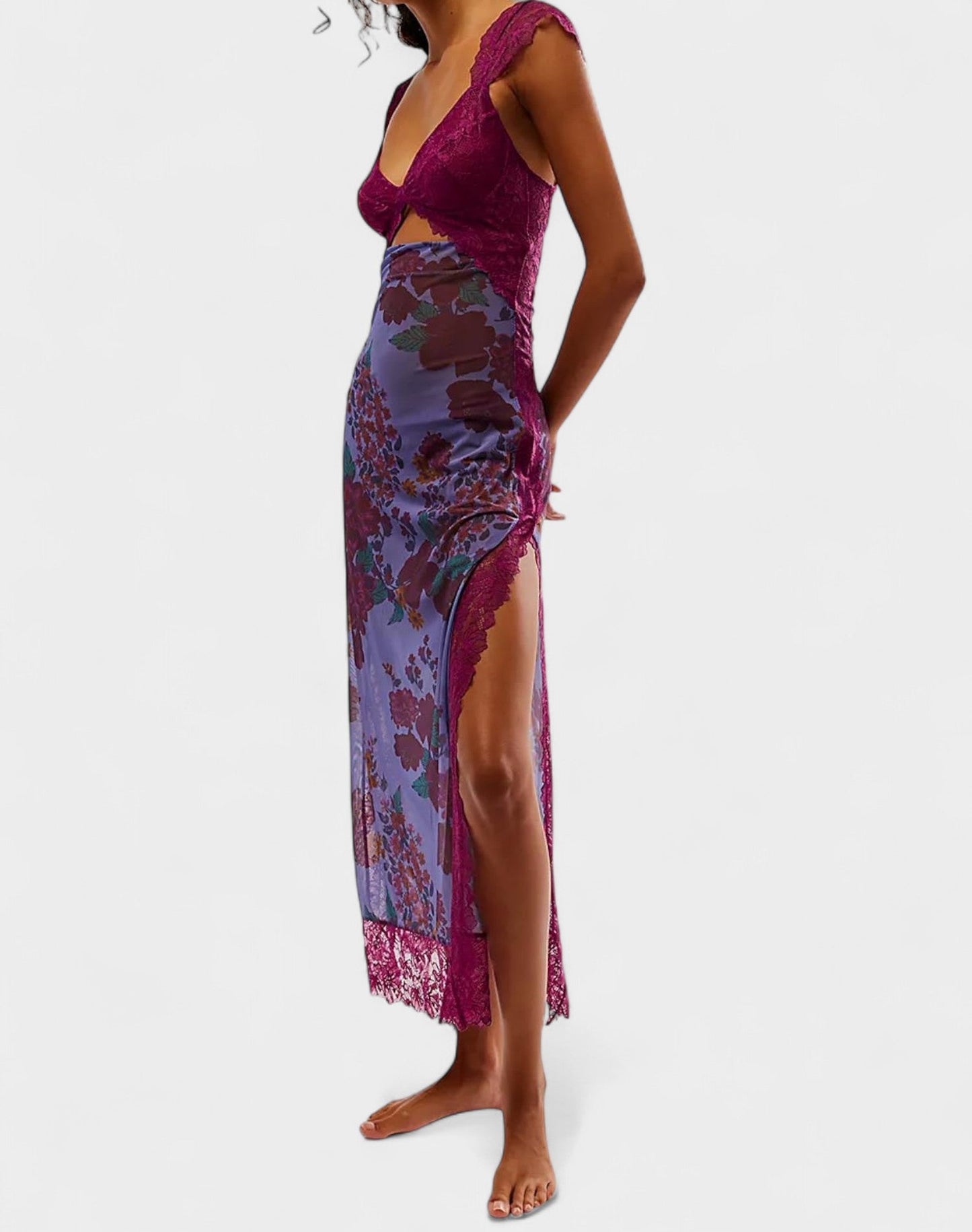 Amara | Lace Patchwork Backless Maxi Dress - Lora Toronto
