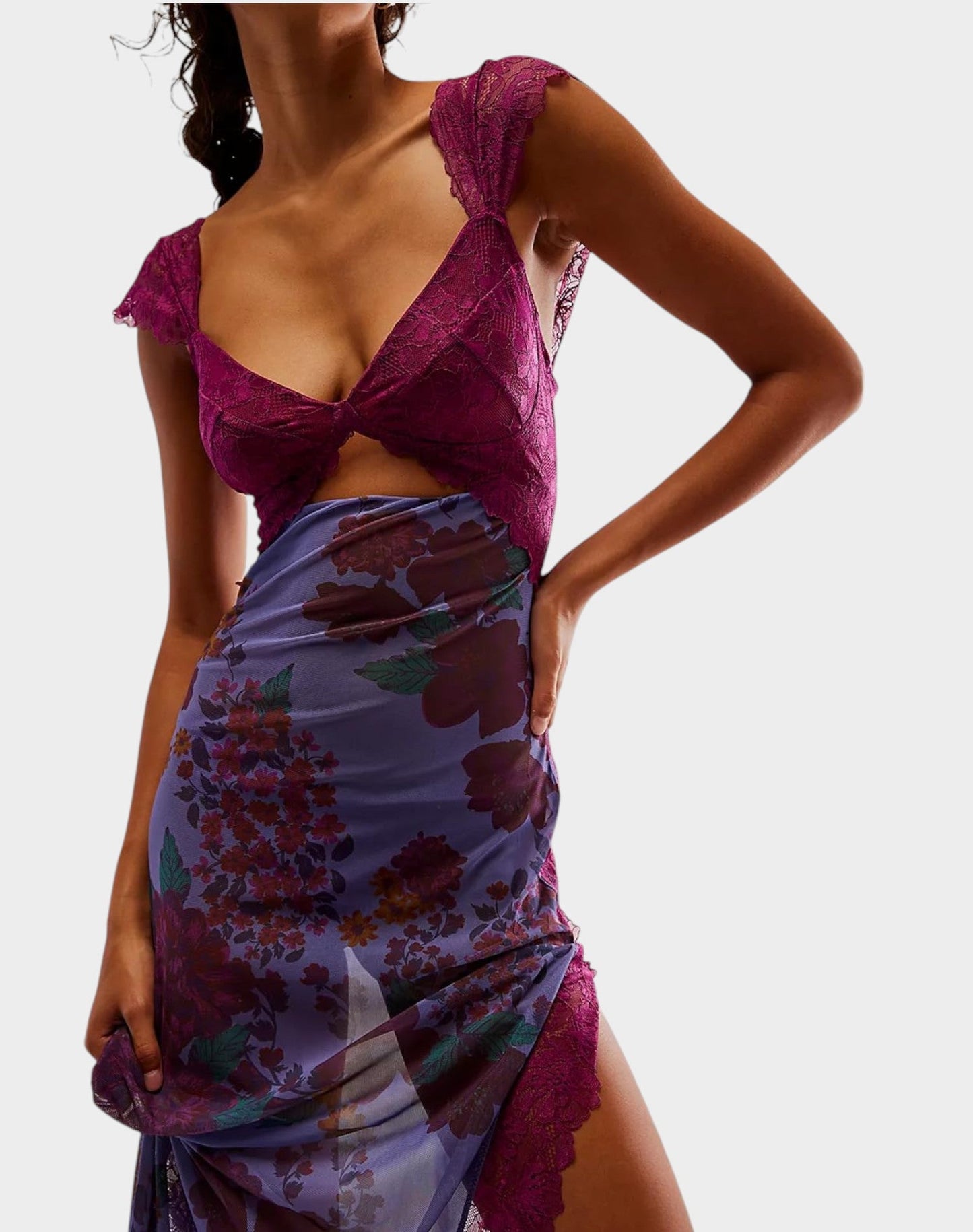 Amara | Lace Patchwork Backless Maxi Dress - Lora Toronto
