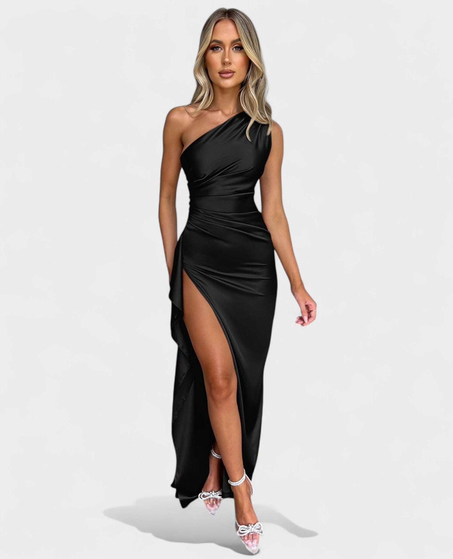 Amara | One - Shoulder Draped Maxi Dress - Lora Toronto