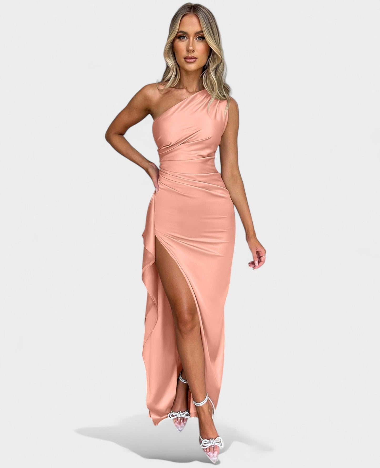 Amara | One - Shoulder Draped Maxi Dress - Lora Toronto