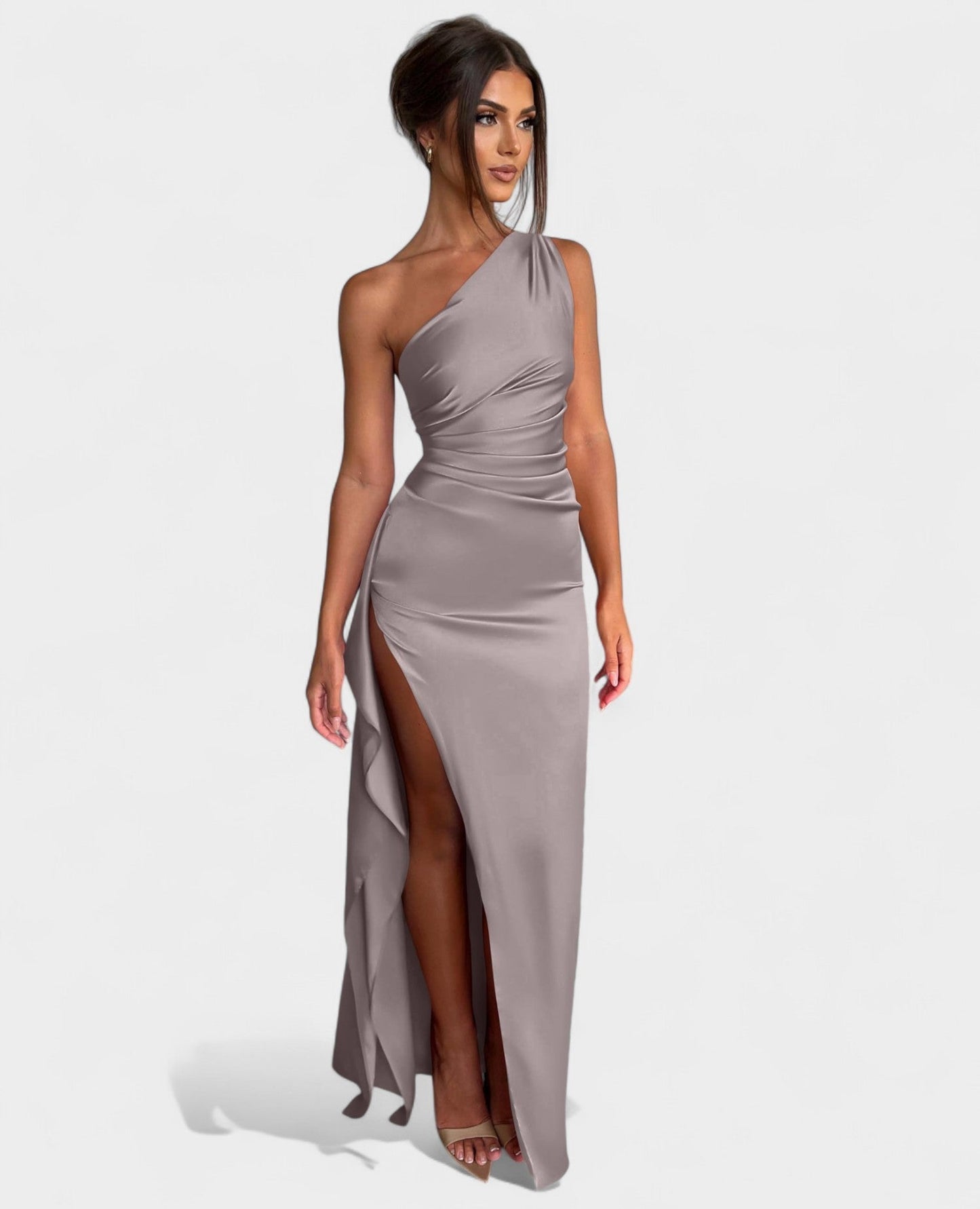Amara | One - Shoulder Draped Maxi Dress - Lora Toronto