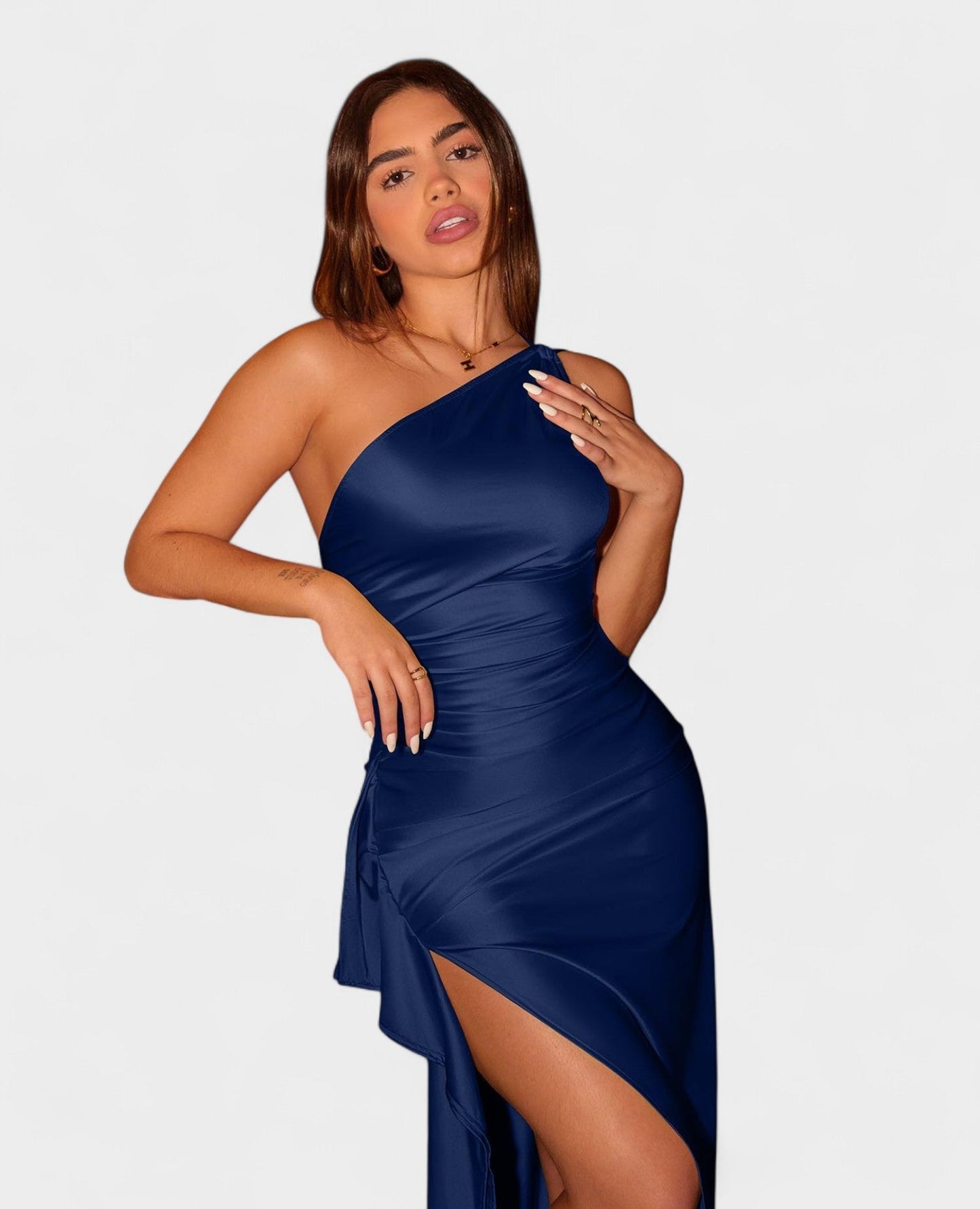 Amara | One - Shoulder Draped Maxi Dress - Lora Toronto