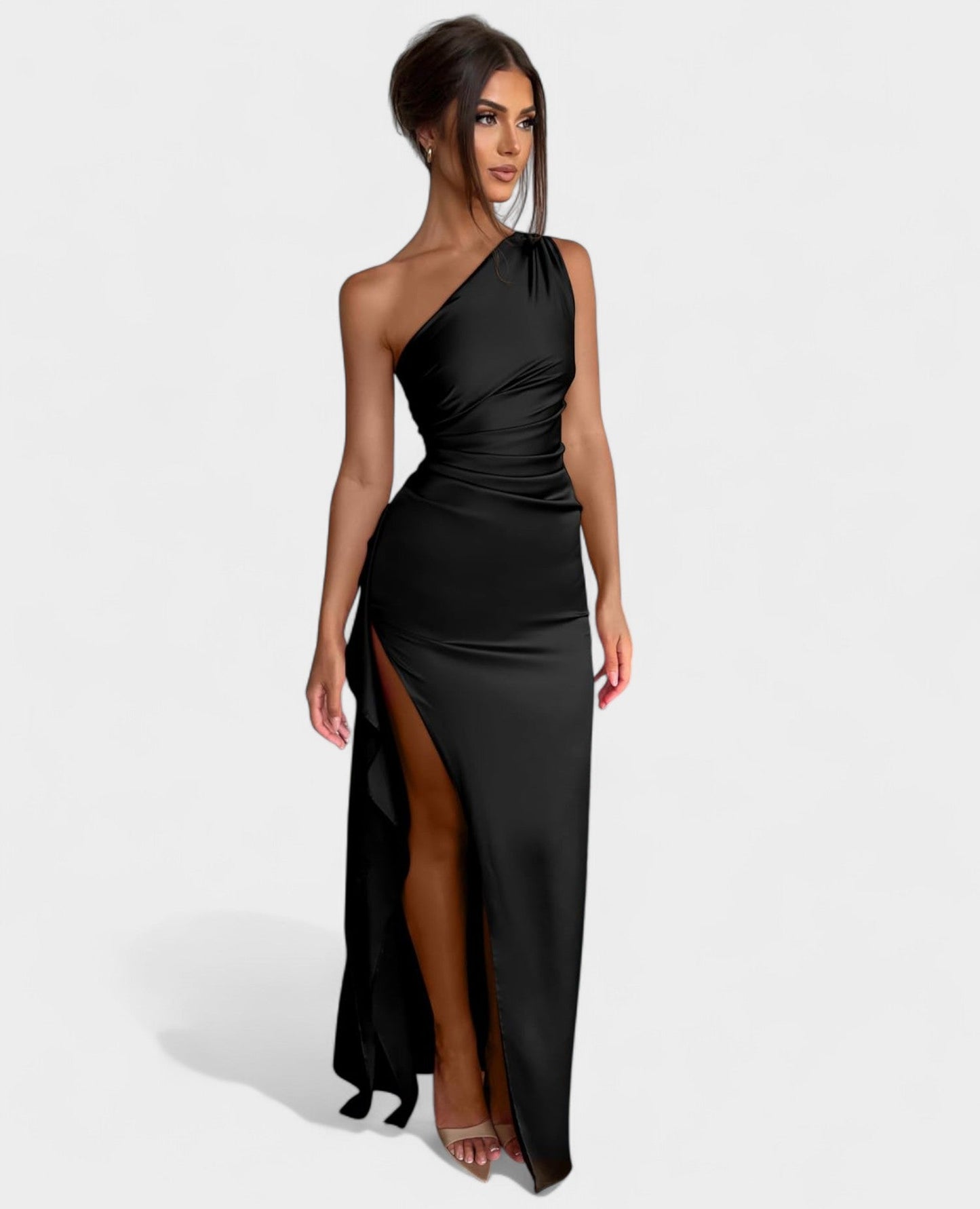 Amara | One - Shoulder Draped Maxi Dress - Lora Toronto