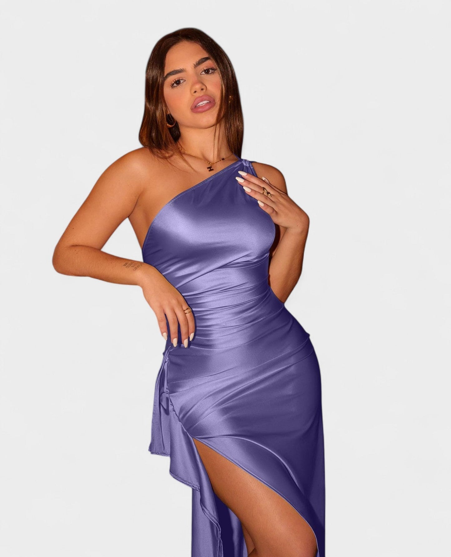 Amara | One - Shoulder Draped Maxi Dress - Lora Toronto