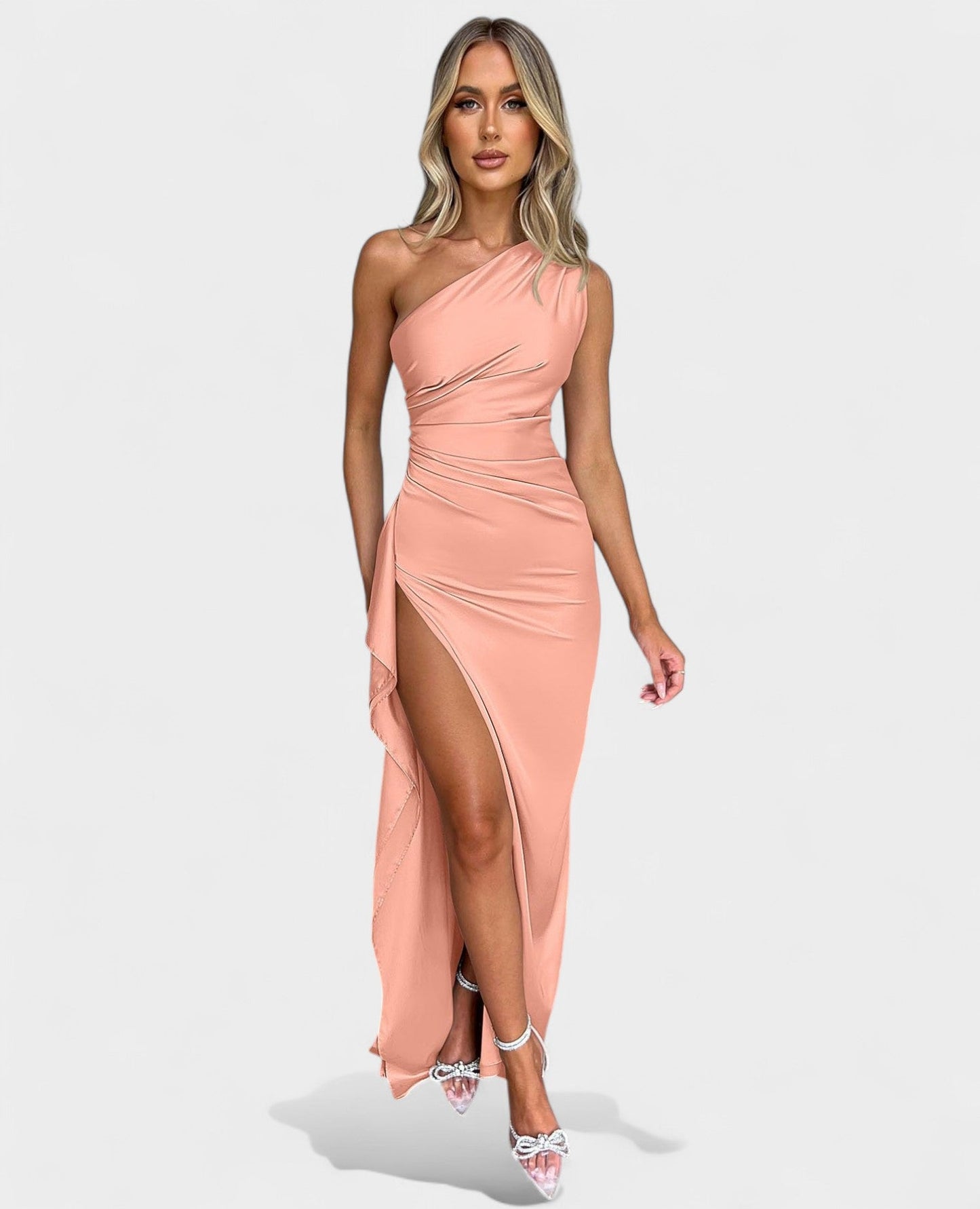 Amara | One - Shoulder Draped Maxi Dress - Lora Toronto