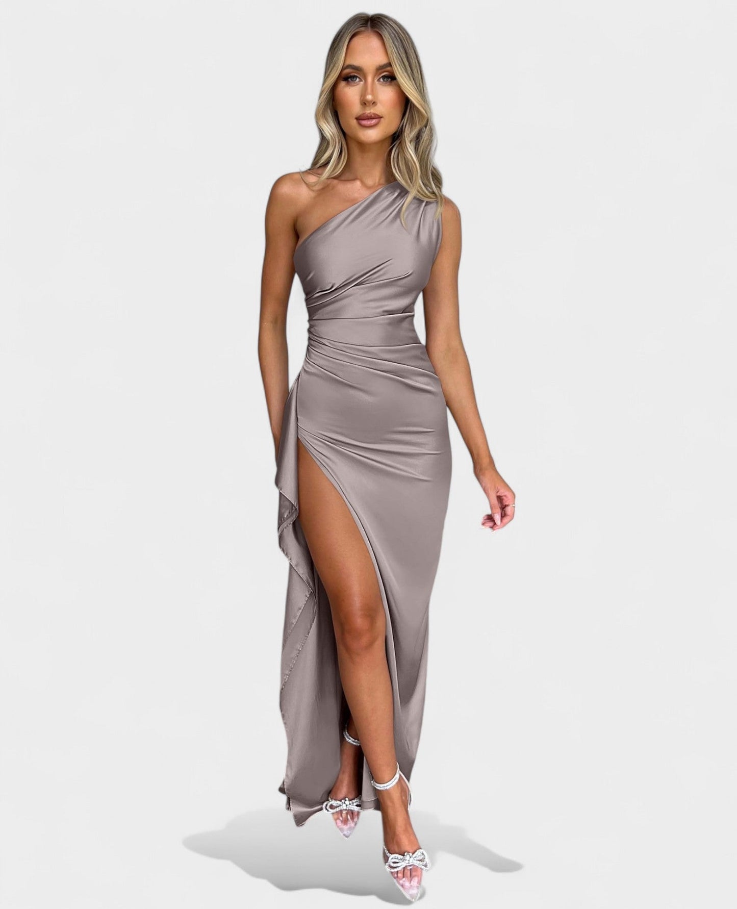 Amara | One - Shoulder Draped Maxi Dress - Lora Toronto