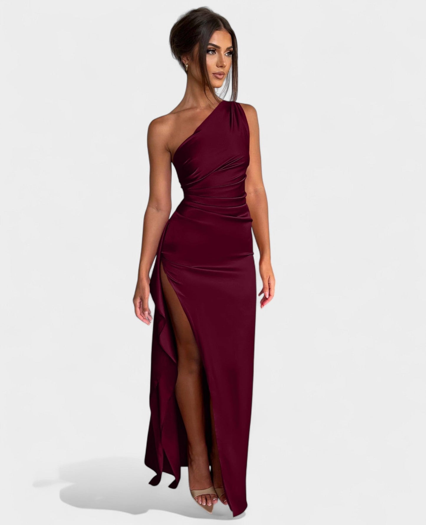 Amara | One - Shoulder Draped Maxi Dress - Lora Toronto
