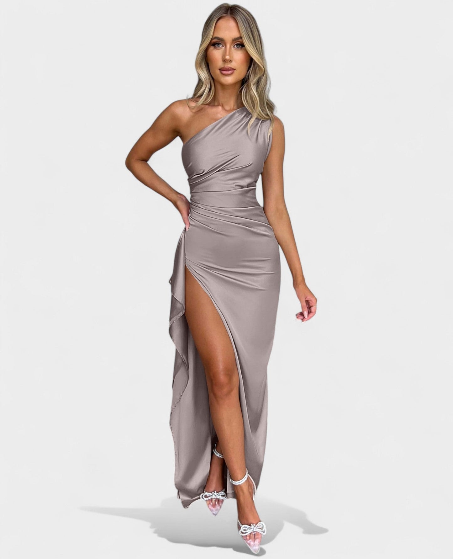 Amara | One - Shoulder Draped Maxi Dress - Lora Toronto