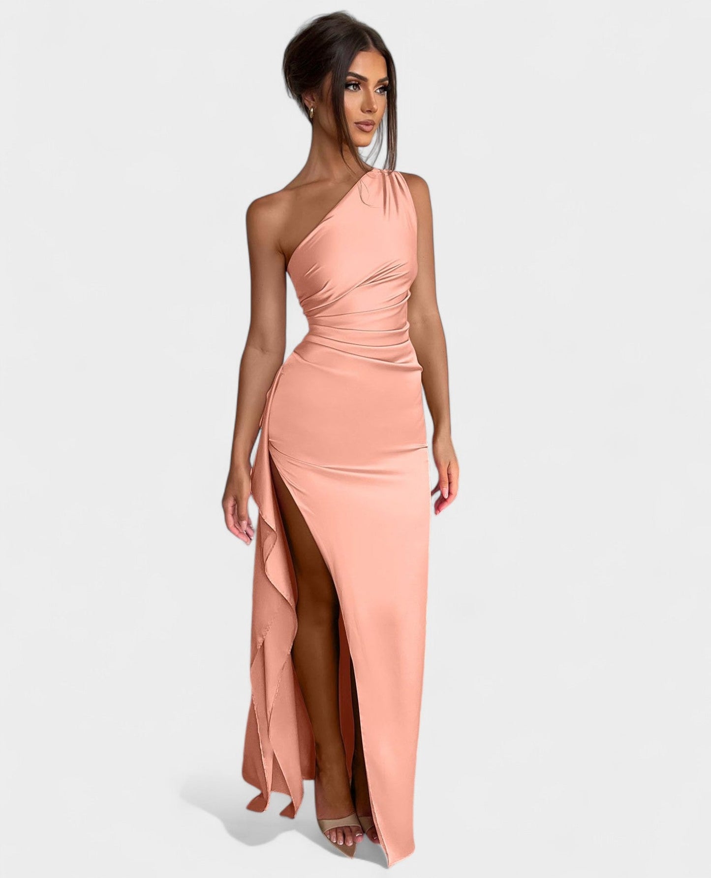 Amara | One - Shoulder Draped Maxi Dress - Lora Toronto