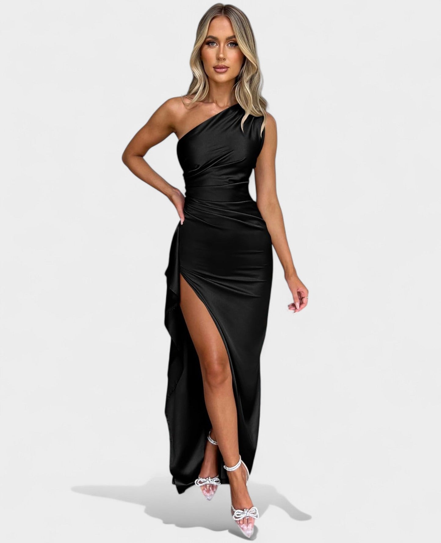 Amara | One - Shoulder Draped Maxi Dress - Lora Toronto