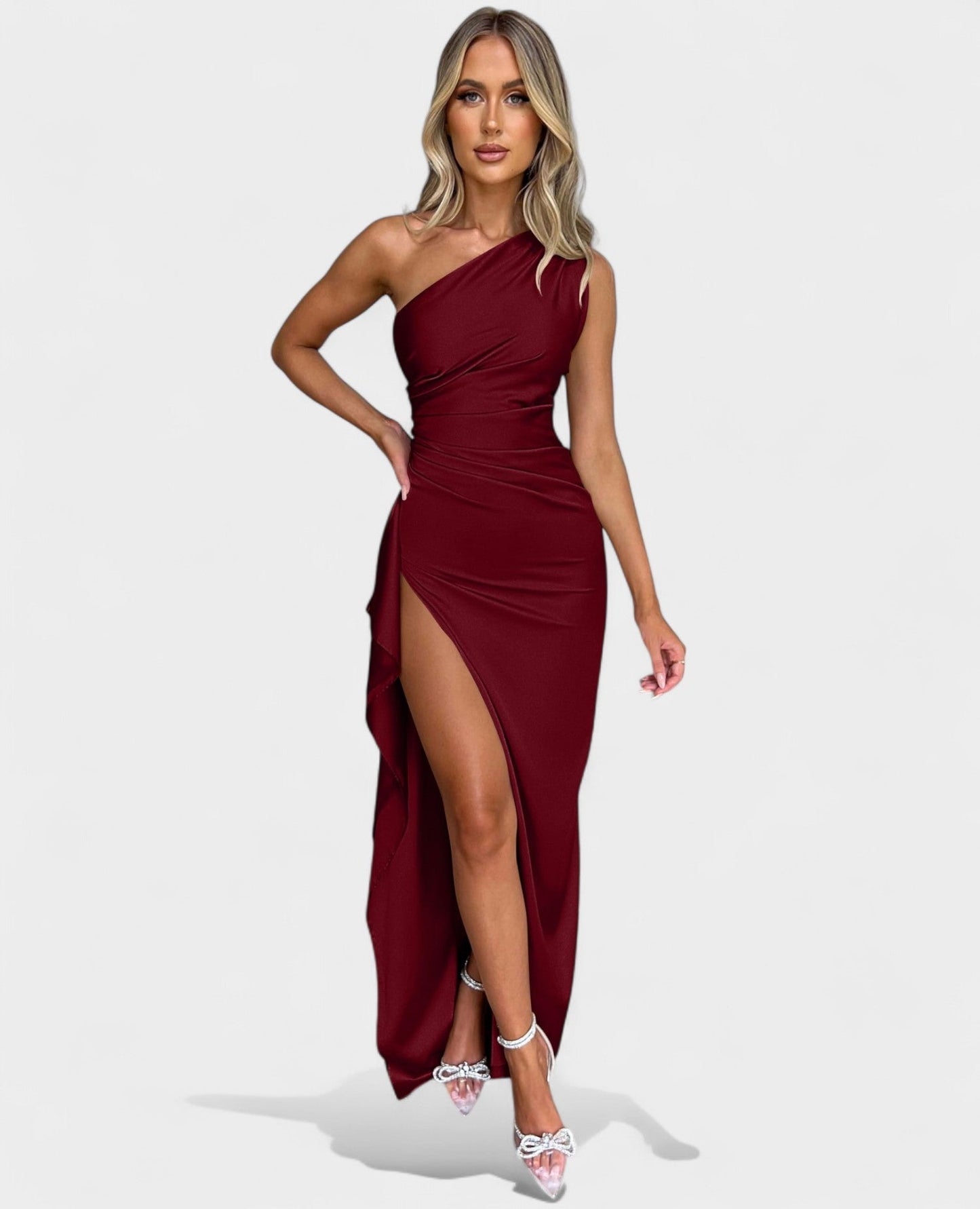 Amara | One - Shoulder Draped Maxi Dress - Lora Toronto