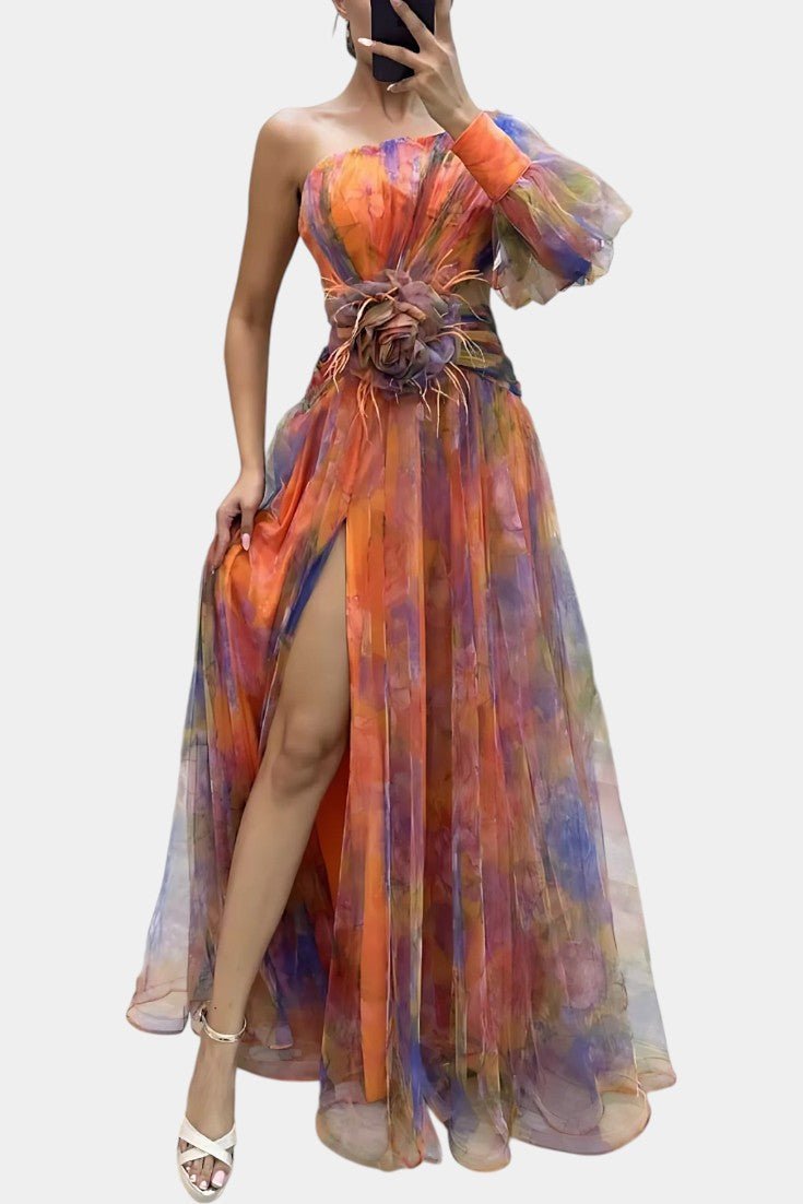 Amelie | One - Shoulder Asymmetric Maxi Dress - Lora Toronto