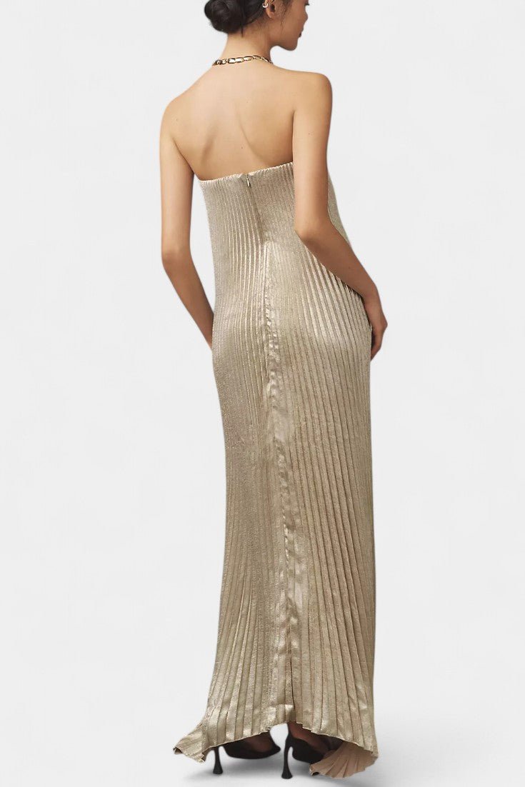 Andreia | Pleated A - Line Strapless Maxi Dress - Lora Toronto