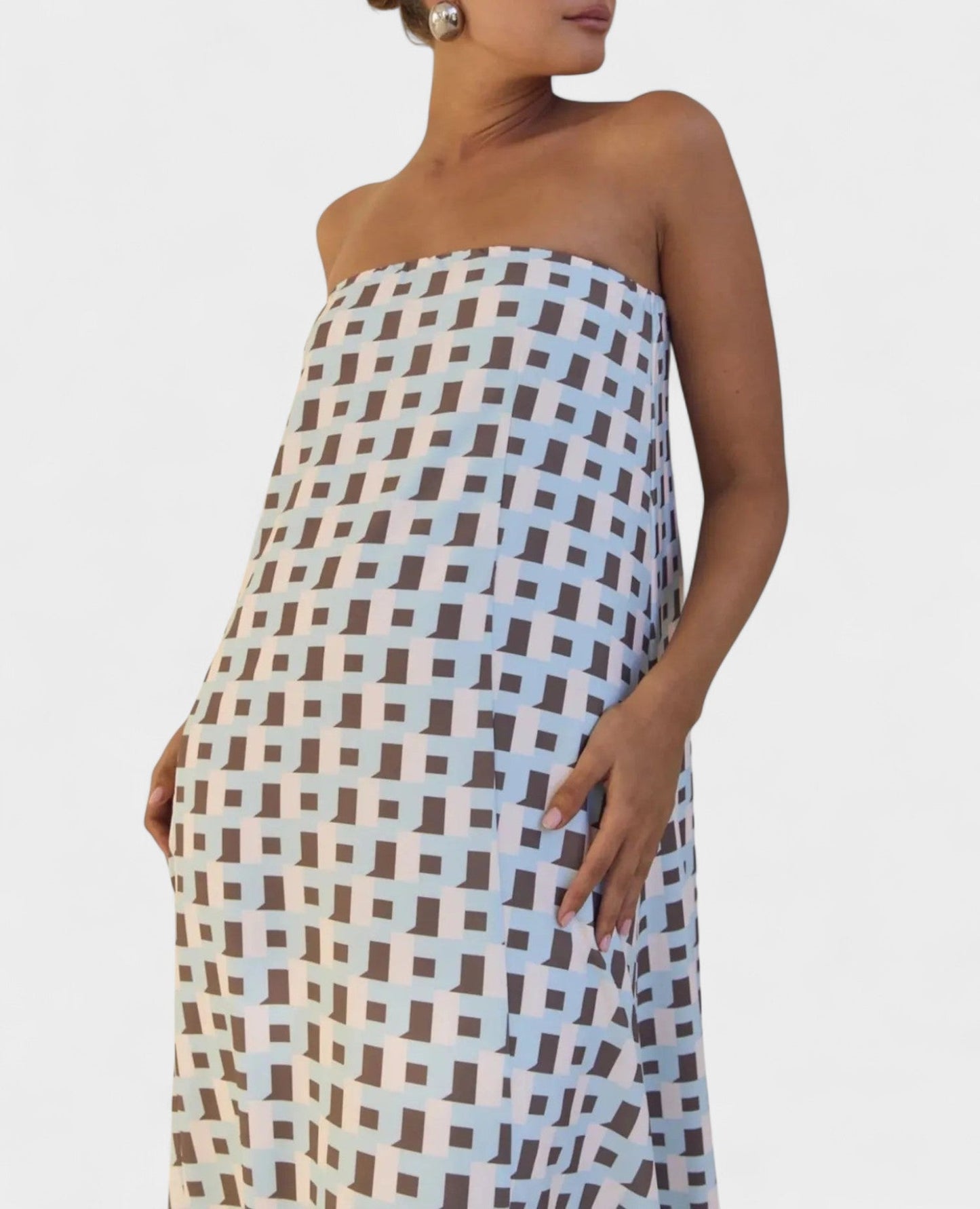 Aria | Geometric Off - Shoulder Maxi Dress - Lora Toronto