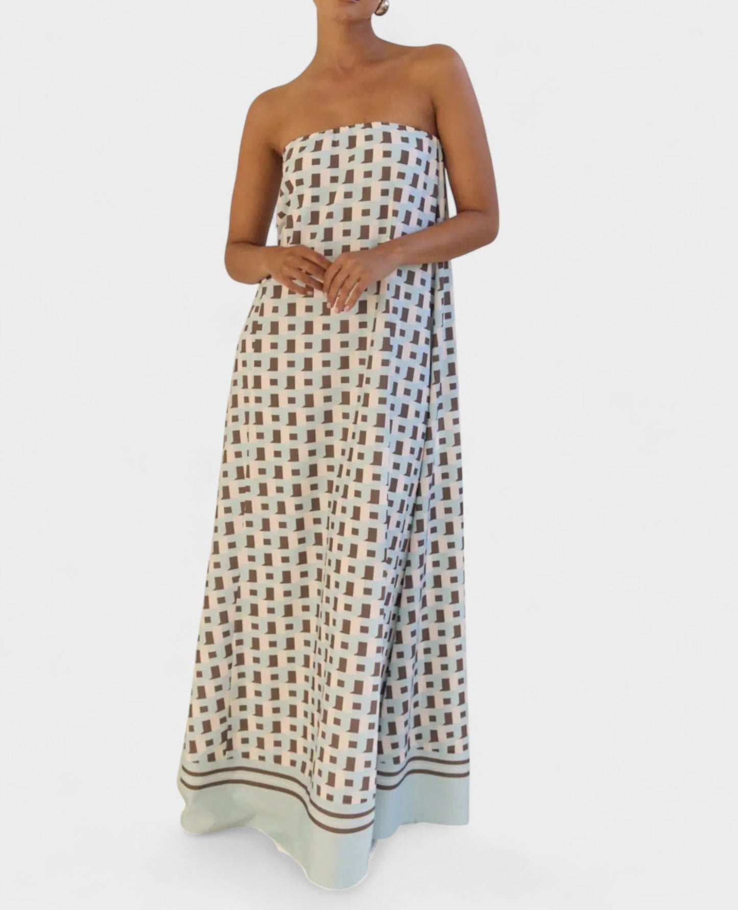 Aria | Geometric Off - Shoulder Maxi Dress - Lora Toronto