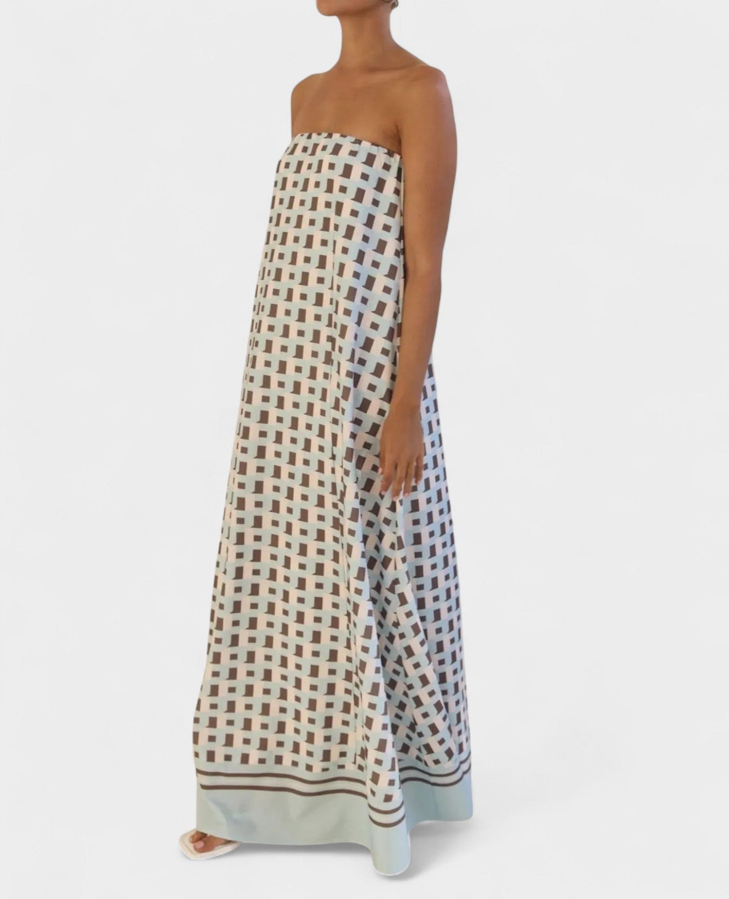Aria | Geometric Off - Shoulder Maxi Dress - Lora Toronto