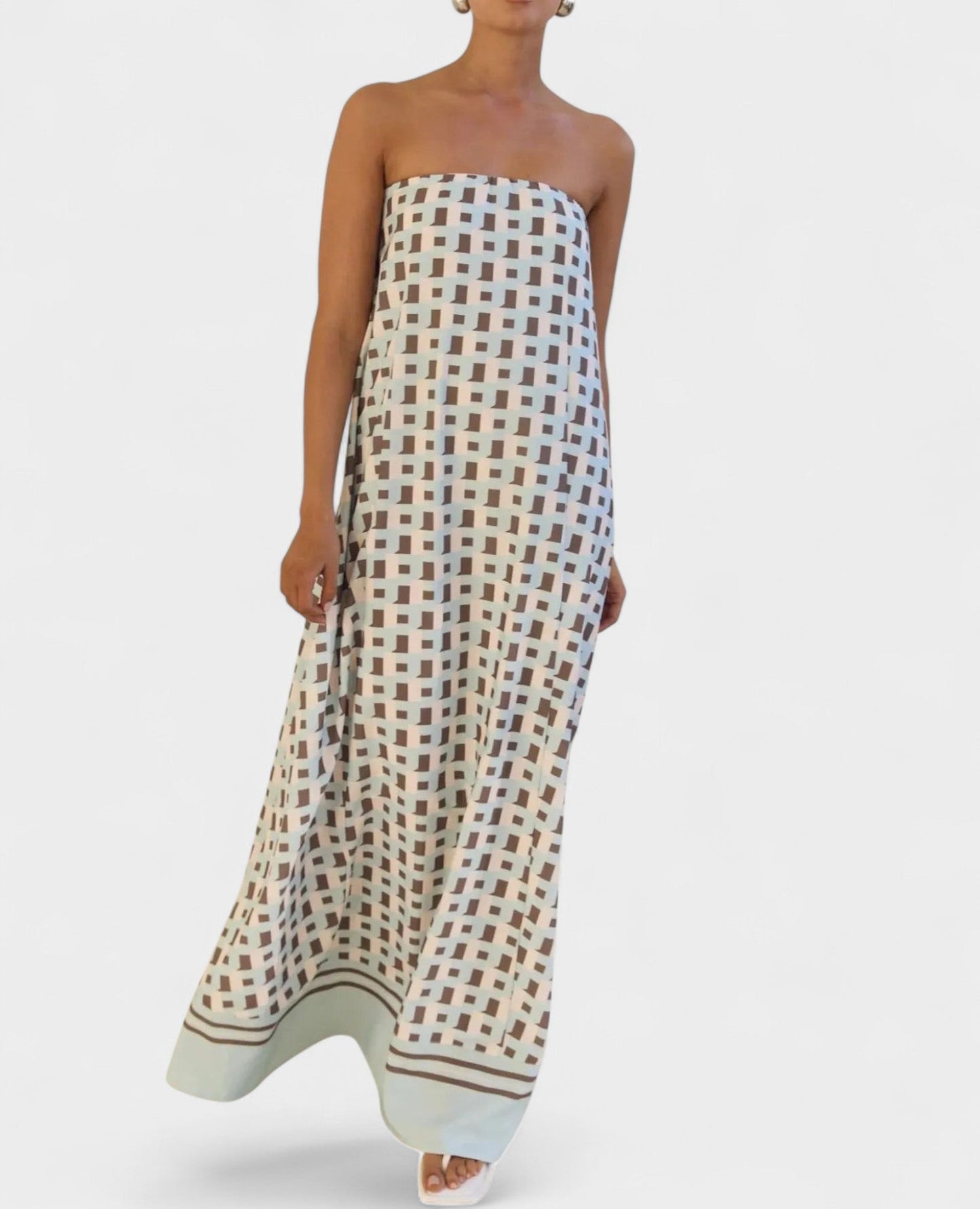 Aria | Geometric Off - Shoulder Maxi Dress - Lora Toronto
