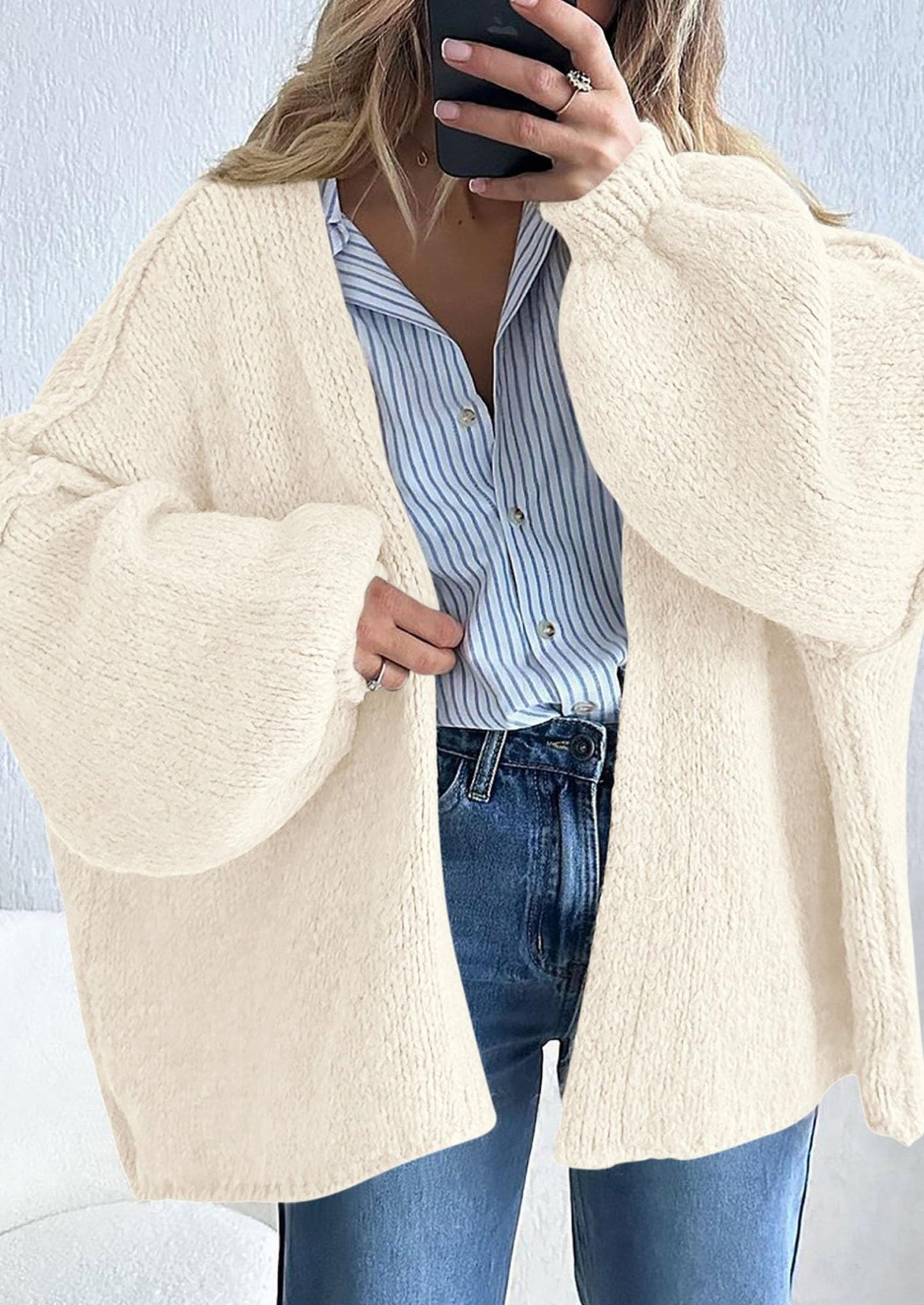 Aria | Oversized Knit Cardigan Sweater - Lora Toronto