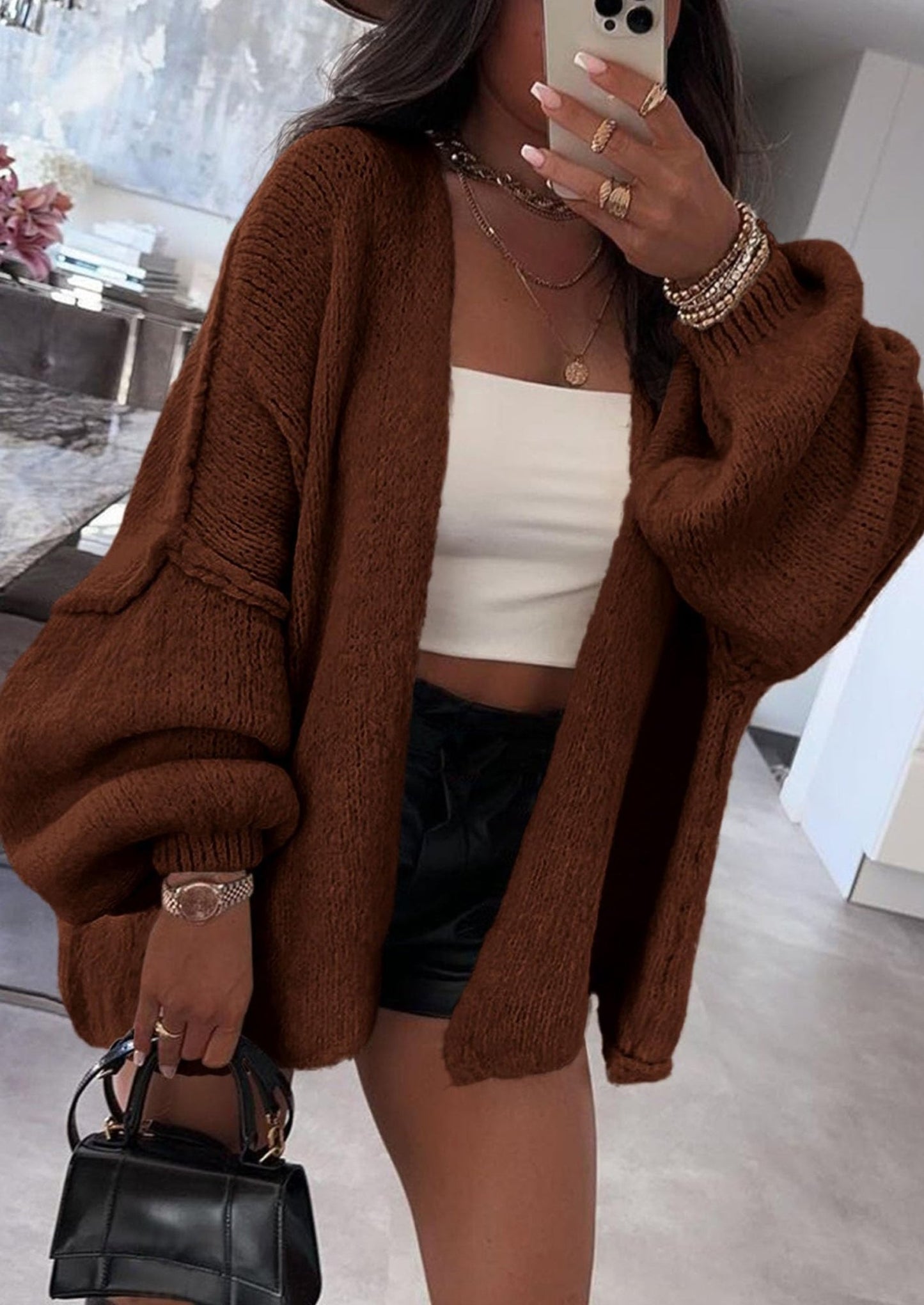 Aria | Oversized Knit Cardigan Sweater - Lora Toronto