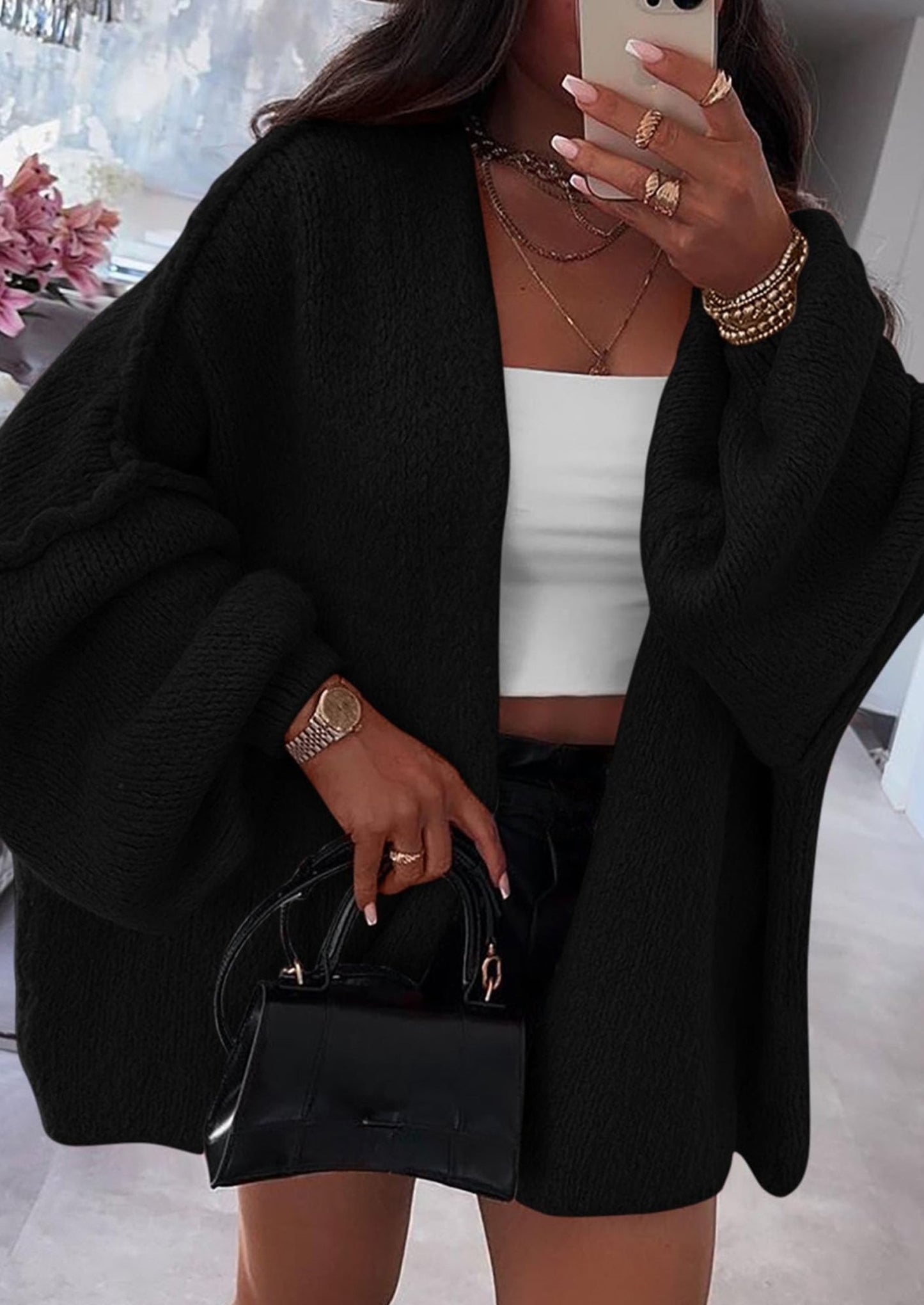 Aria | Oversized Knit Cardigan Sweater - Lora Toronto