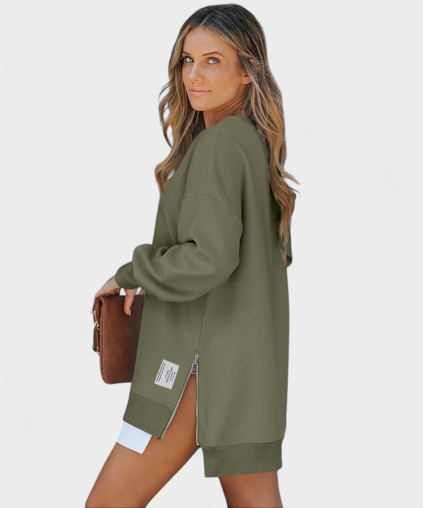 Aria | Oversized Zip - Slit Sweatshirt - Lora Toronto