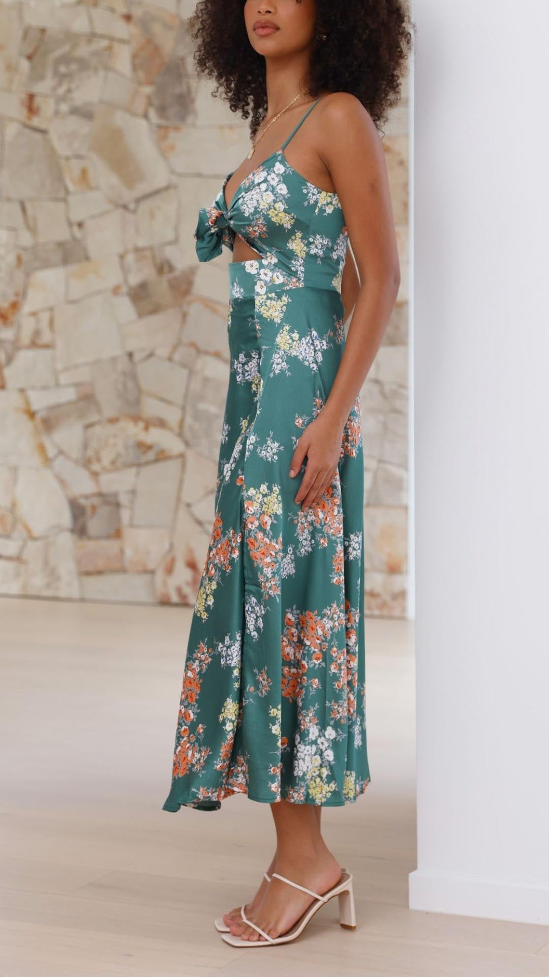Aurora | Floral Midi Dress - Lora Toronto