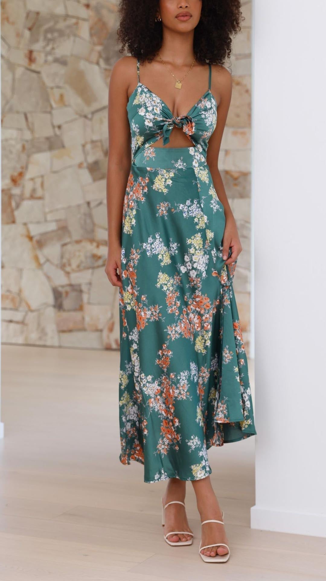 Aurora | Floral Midi Dress - Lora Toronto