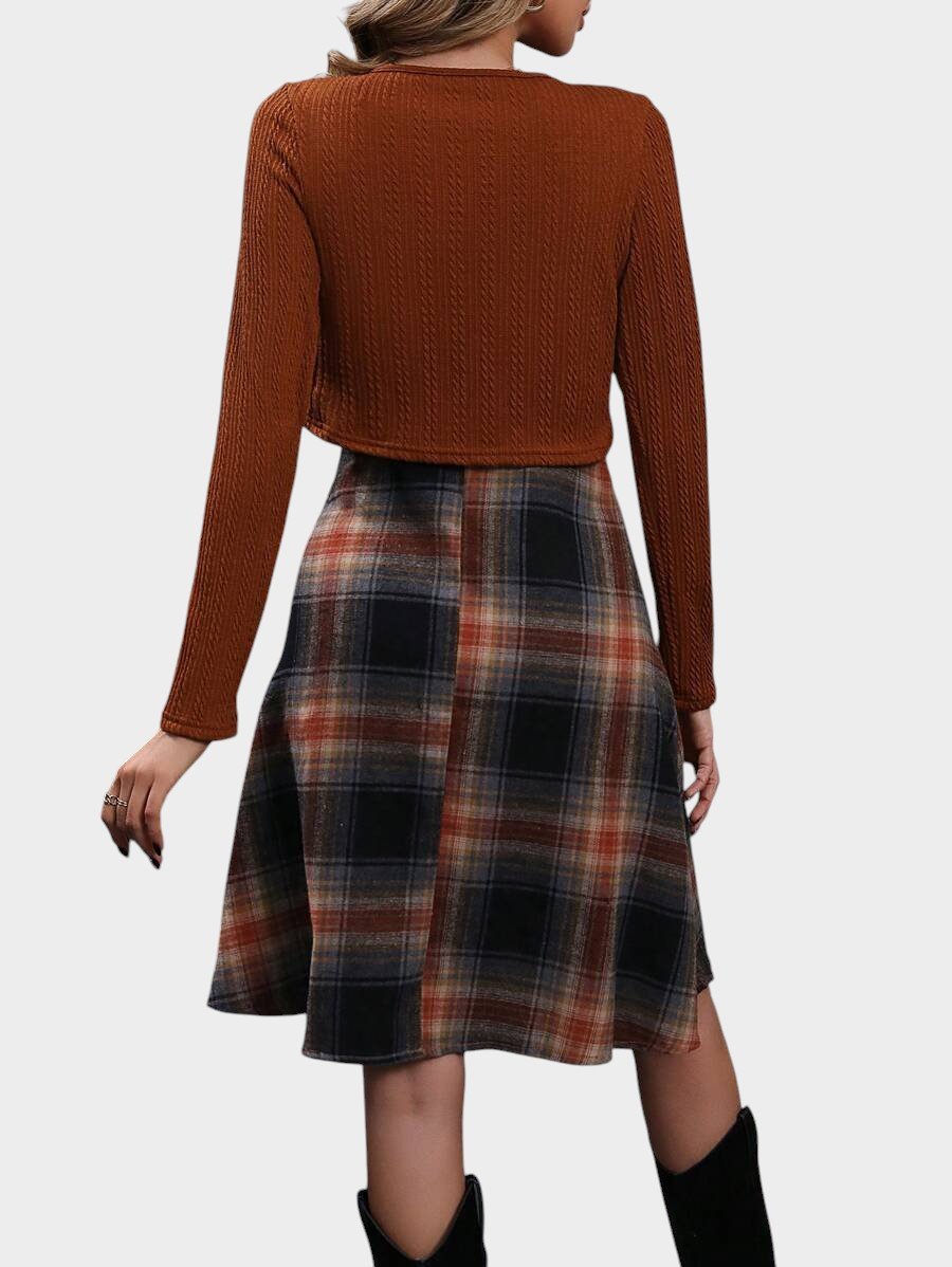 Camila | Plaid Two - Piece Dress Set - Lora Toronto