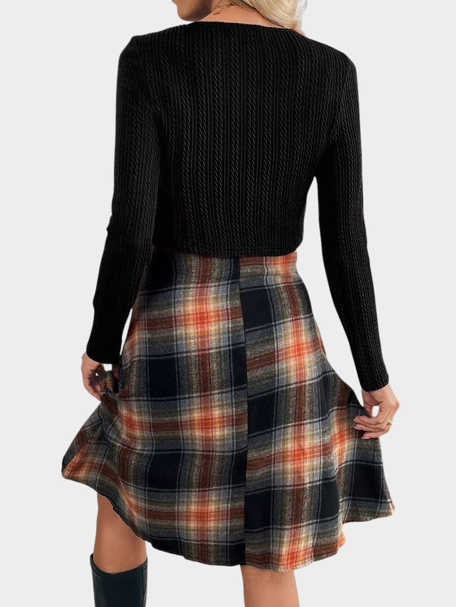Camila | Plaid Two - Piece Dress Set - Lora Toronto