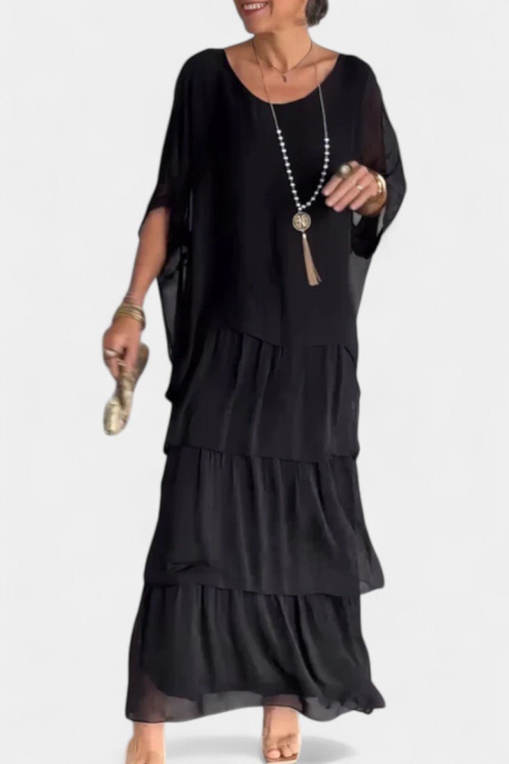 Caroline | Tiered Batwing Maxi Dress - Lora Toronto