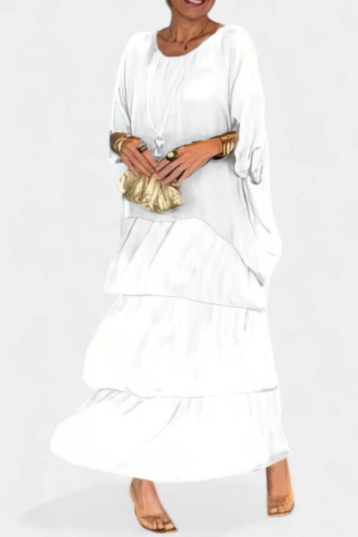 Caroline | Tiered Batwing Maxi Dress - Lora Toronto