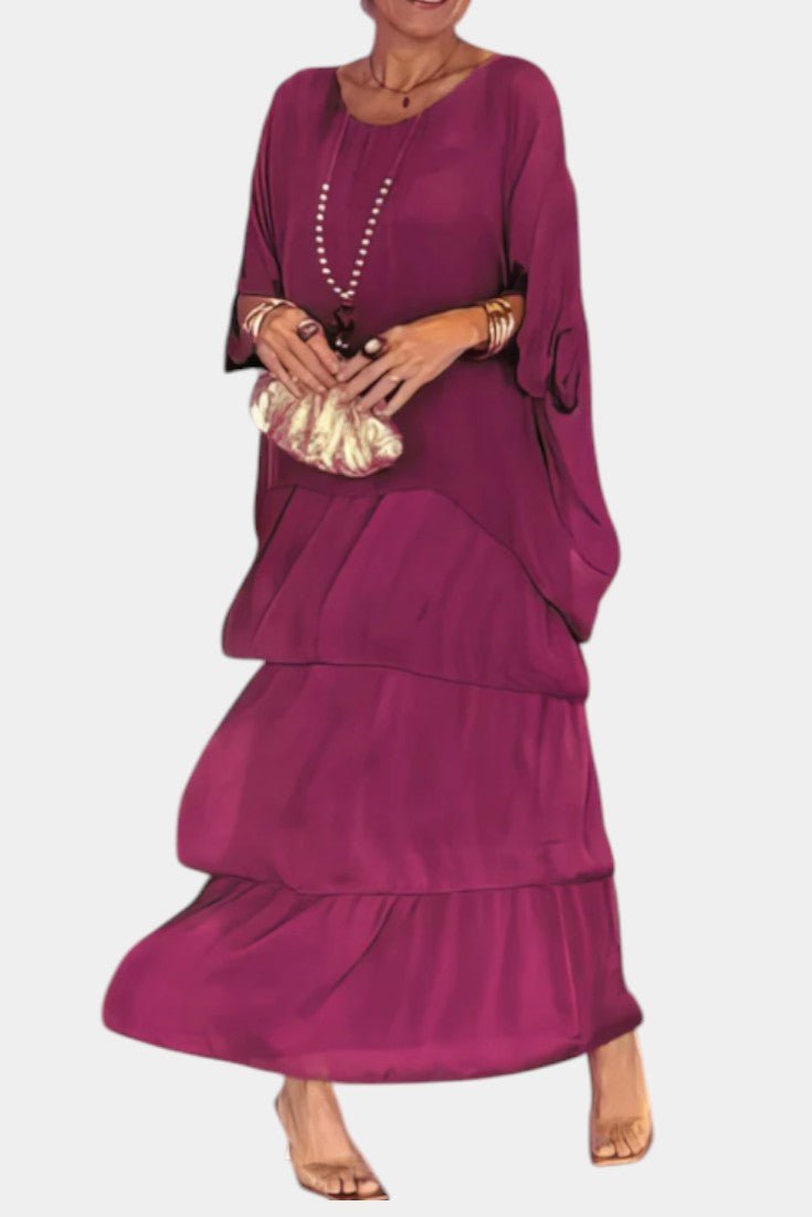 Caroline | Tiered Batwing Maxi Dress - Lora Toronto