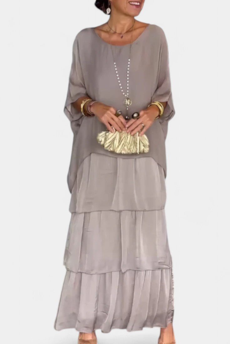 Caroline | Tiered Batwing Maxi Dress - Lora Toronto