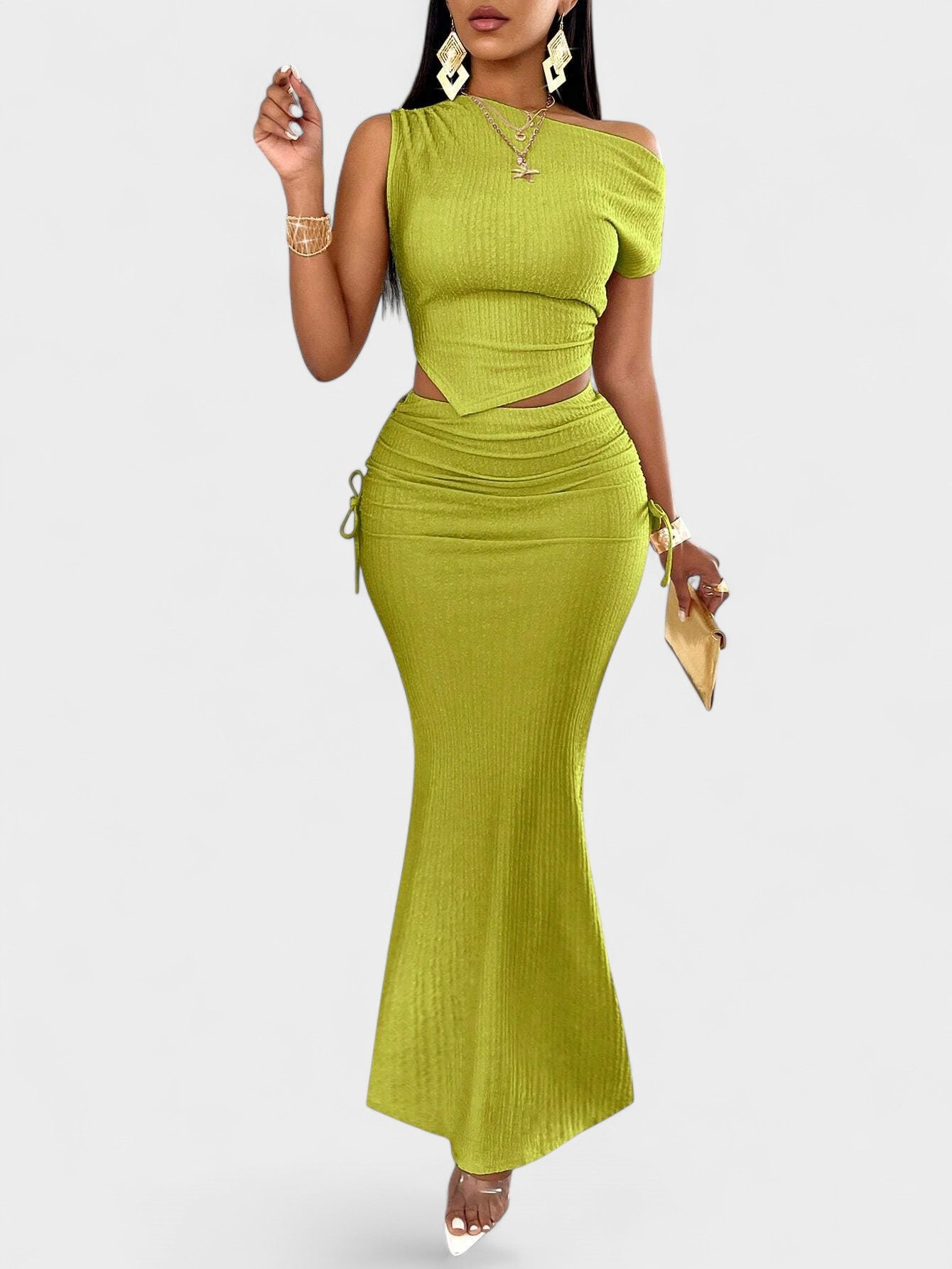 Celeste | One - Shoulder Mermaid Skirt Set - Lora Toronto