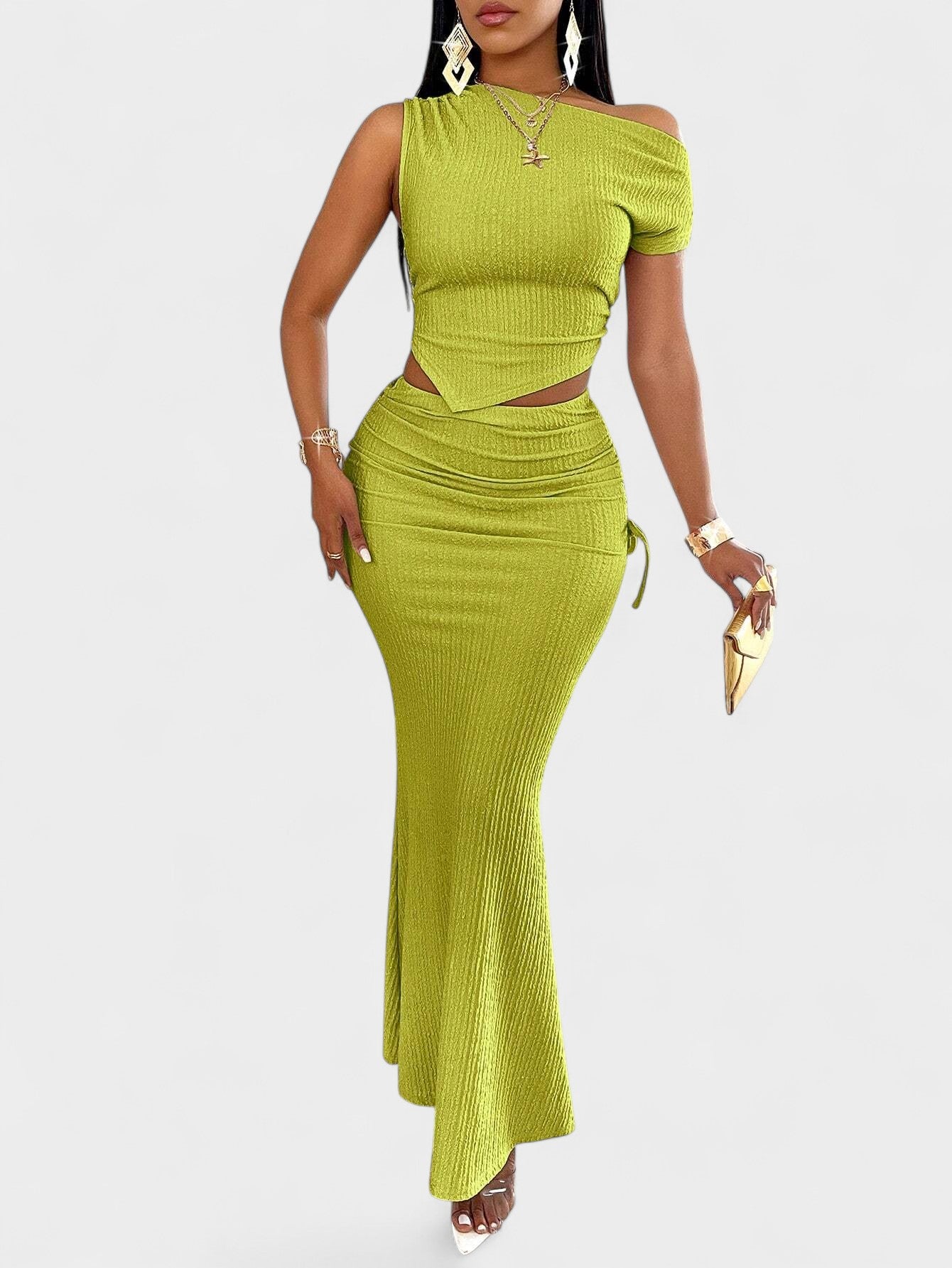 Celeste | One - Shoulder Mermaid Skirt Set - Lora Toronto