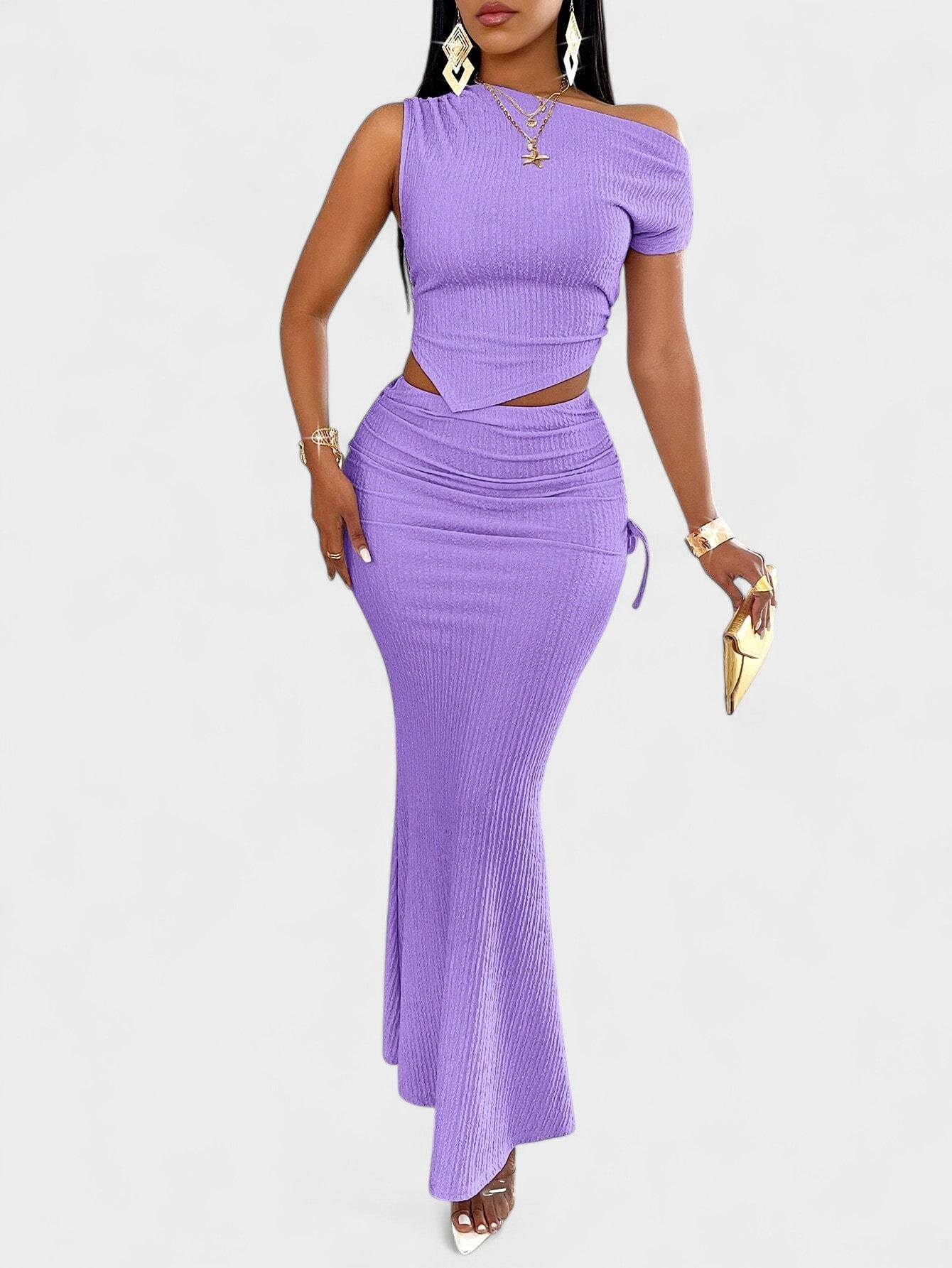 Celeste | One - Shoulder Mermaid Skirt Set - Lora Toronto