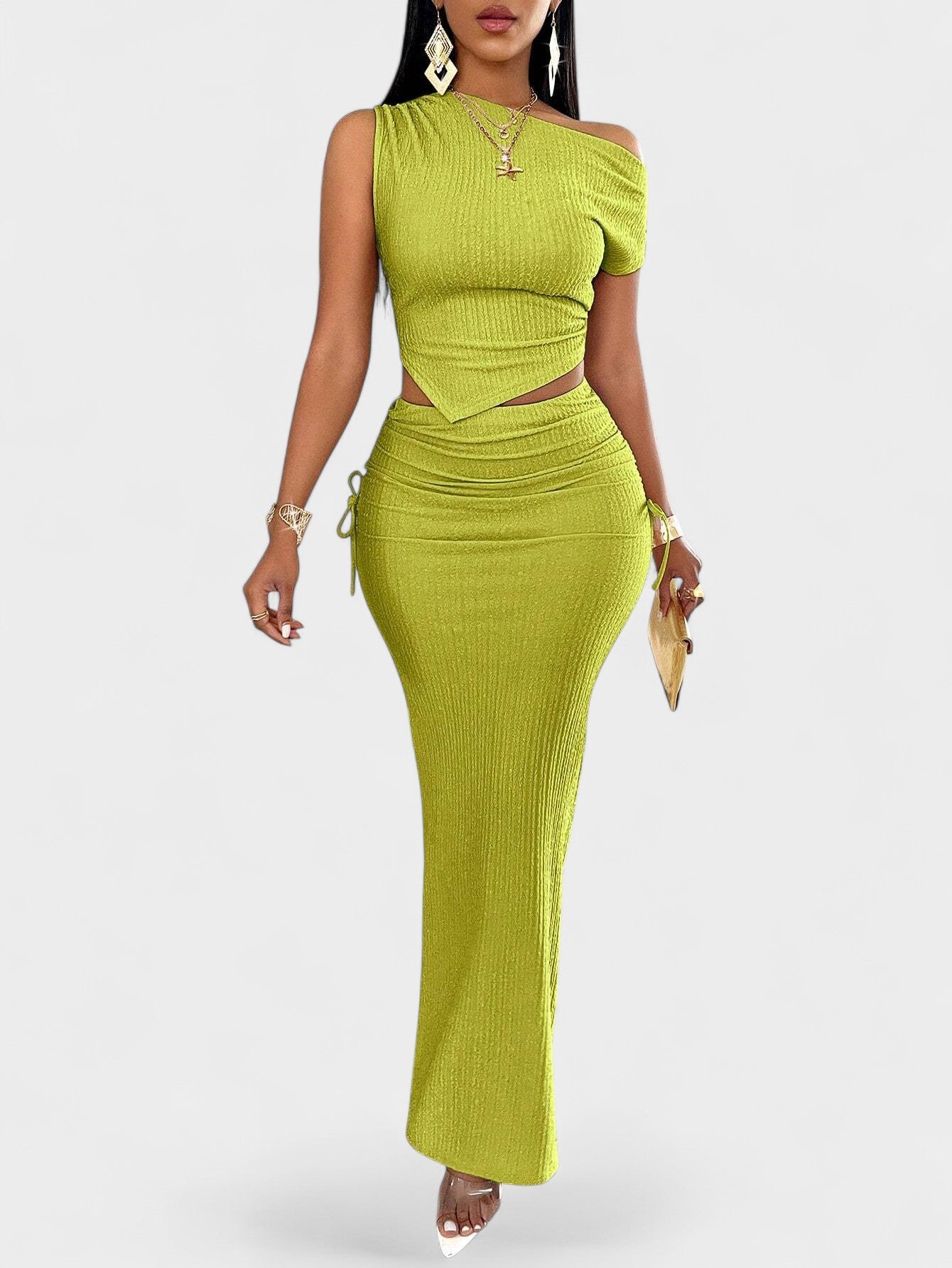 Celeste | One - Shoulder Mermaid Skirt Set - Lora Toronto