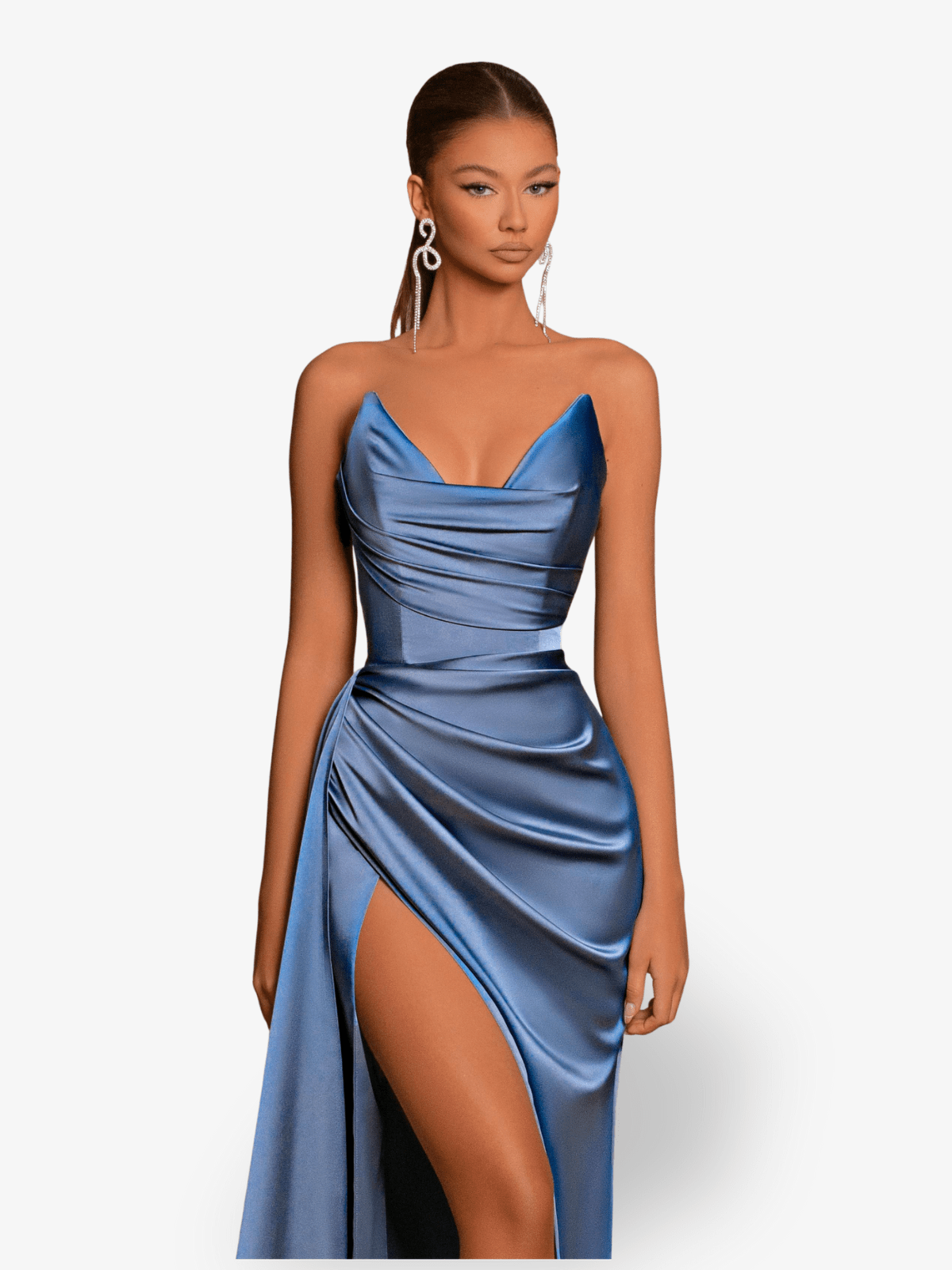 Celeste | Satin Split Sleeveless Maxi Dress - Lora Toronto