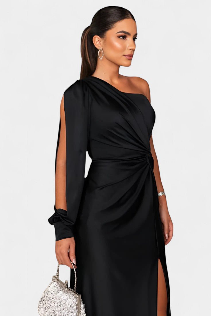 Charlotte | Asymmetric Draped One - Shoulder Dress - Lora Toronto