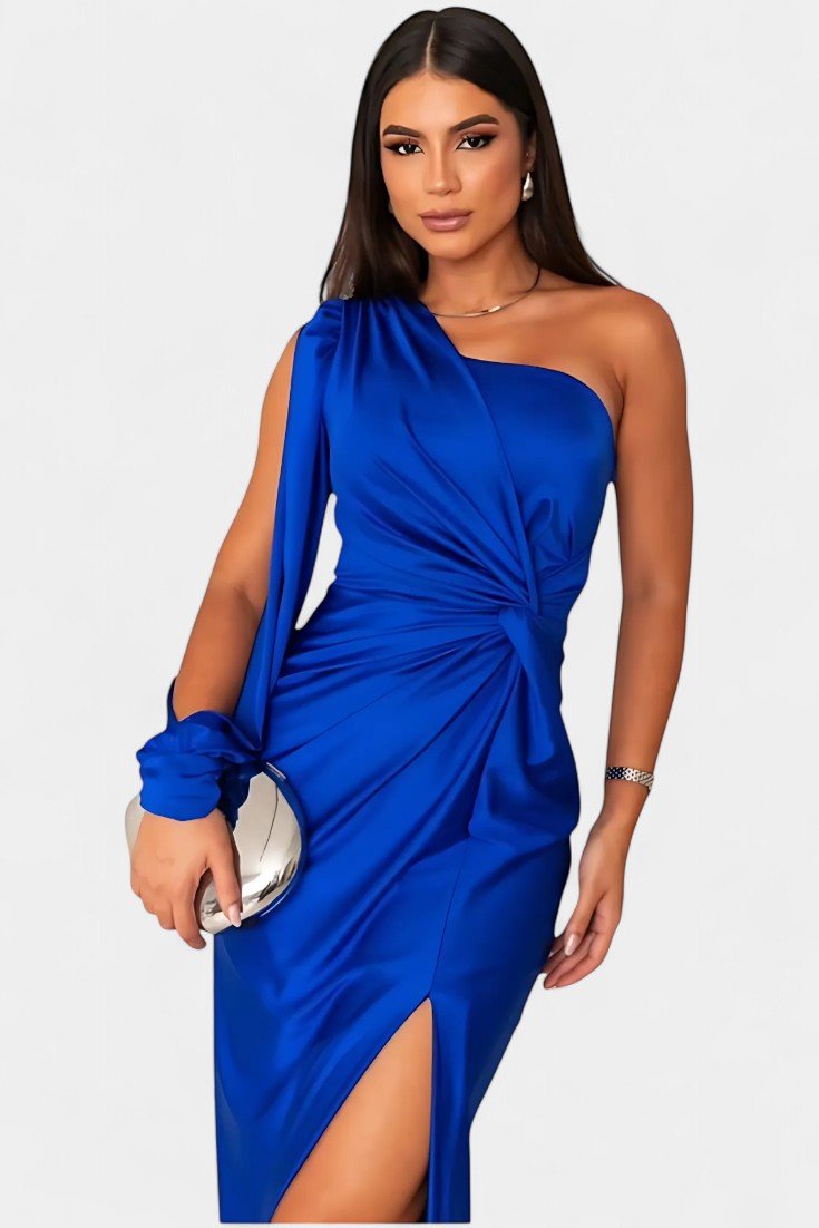 Charlotte | Asymmetric Draped One - Shoulder Dress - Lora Toronto