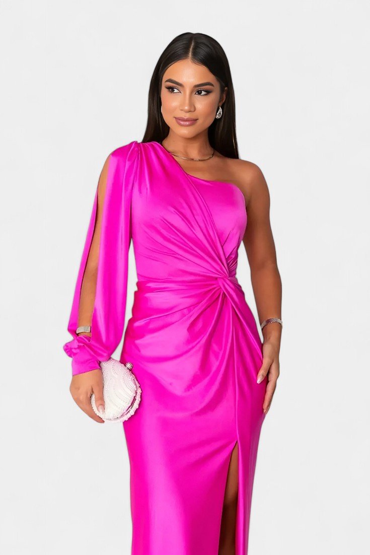 Charlotte | Asymmetric Draped One - Shoulder Dress - Lora Toronto