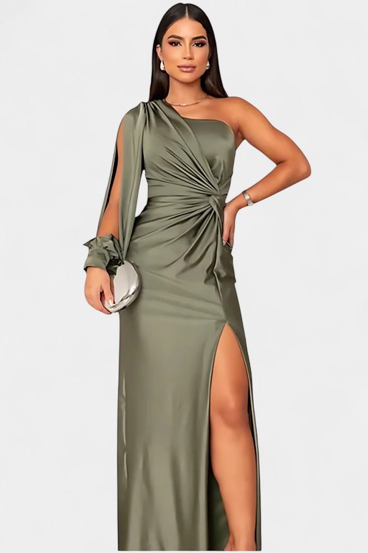 Charlotte | Asymmetric Draped One - Shoulder Dress - Lora Toronto