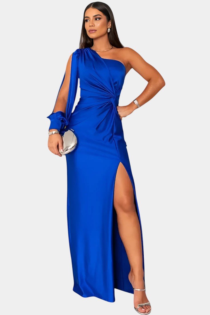 Charlotte | Asymmetric Draped One - Shoulder Dress - Lora Toronto